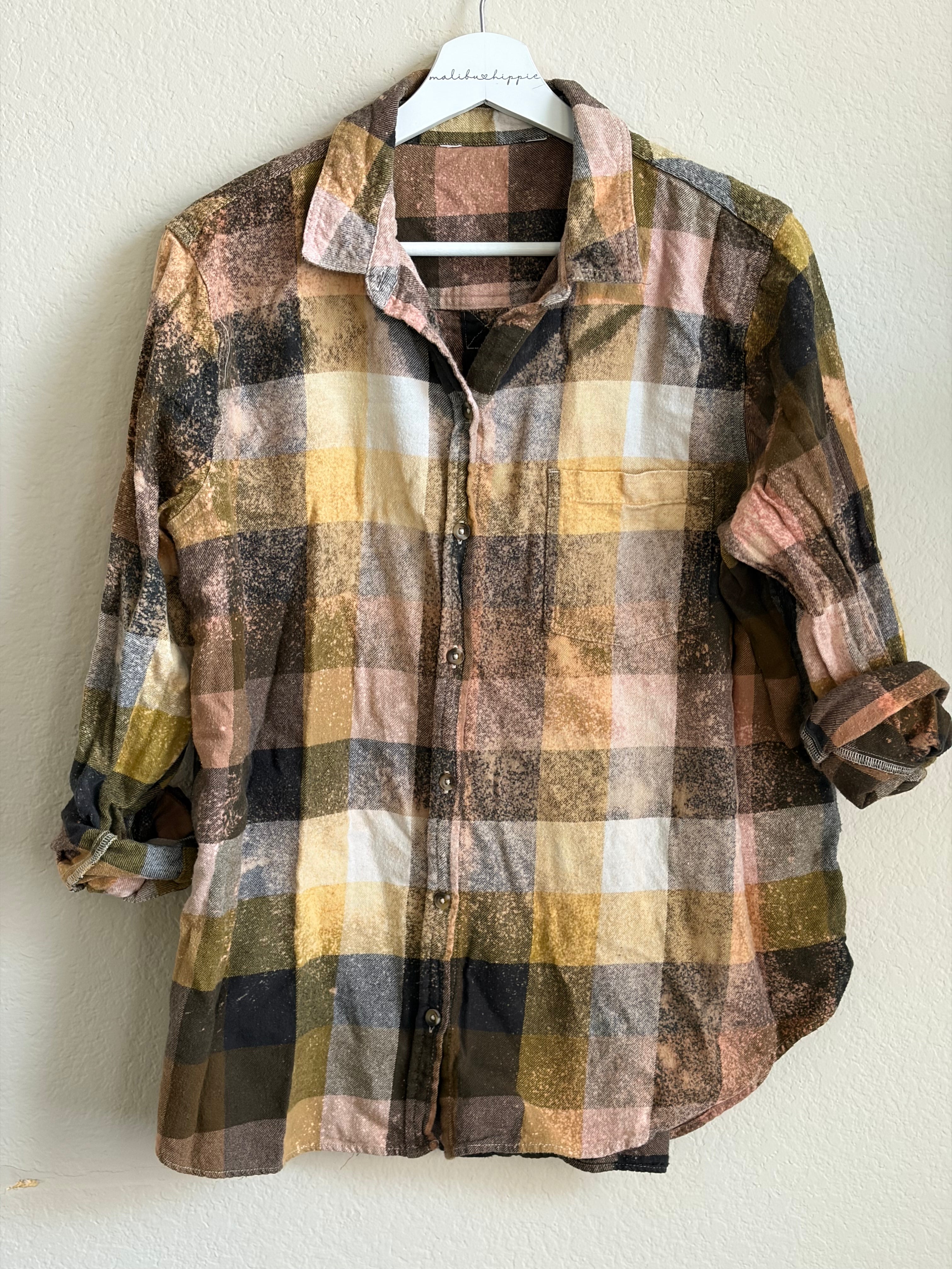 ***SALE*** Malibu Hippie LARGE Bleached Flannel #4 on Simply Obsessed
