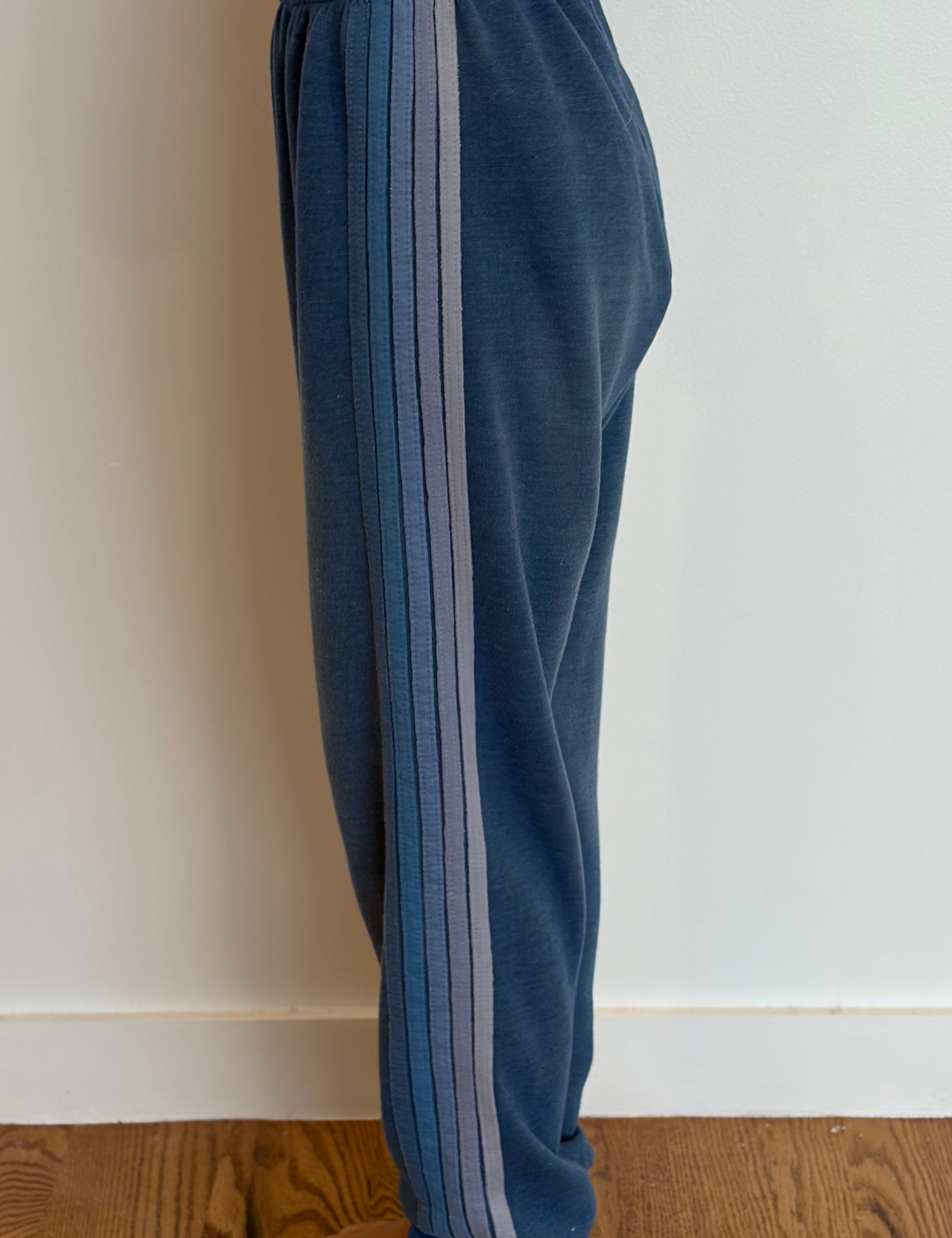 VINTAGE AVIATOR NATION Classic Five Stripe Sweatpants SMALL BLUE on Simply Obsessed