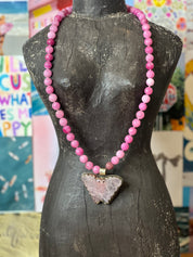 MALIBU HIPPIE Dyed Jade Tibetan Silver Rose Quartz Butterfly OOAK Necklace on Simply Obsessed