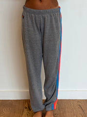 VINTAGE AVIATOR NATION Classic Five Stripe Sweatpants MEDIUM GREY NEON on Simply Obsessed