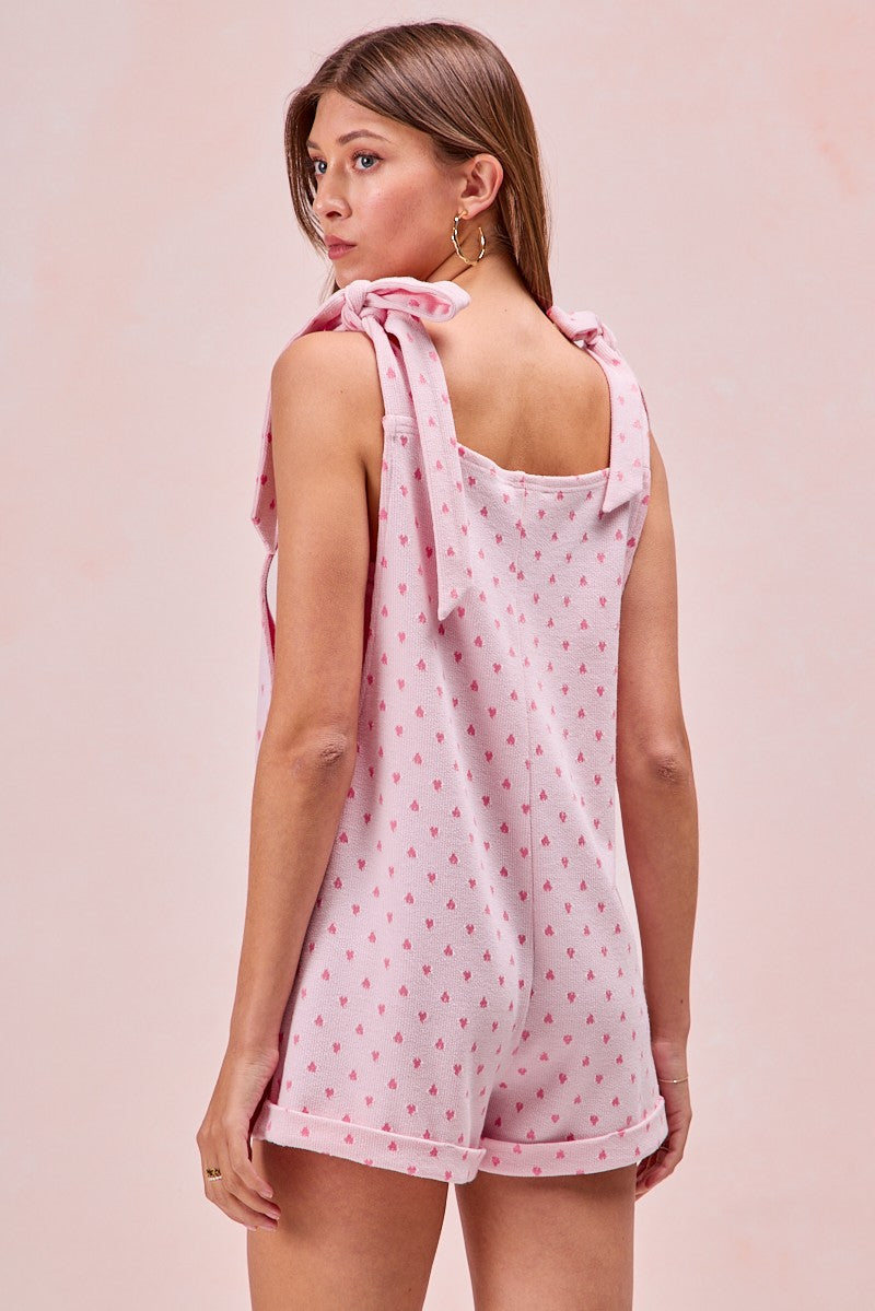 BIBI KNIT SHOULDER TIED HEART ROMPER ***BEACH LIVE***