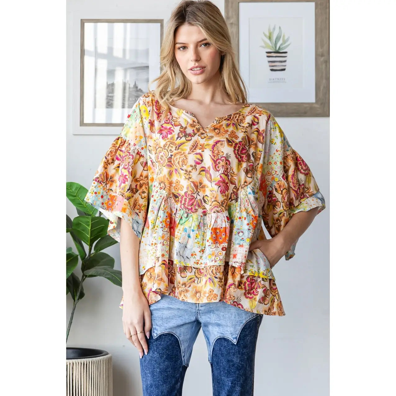 OLI + HALI Washed Ruffle Hem Blouse Top-HONEY. ***BEACH LIVE*** on Simply Obsessed