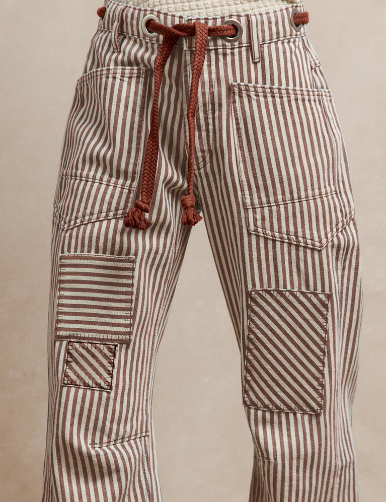 BiBi Striped Twill Barrel Pants on Simply Obsessed