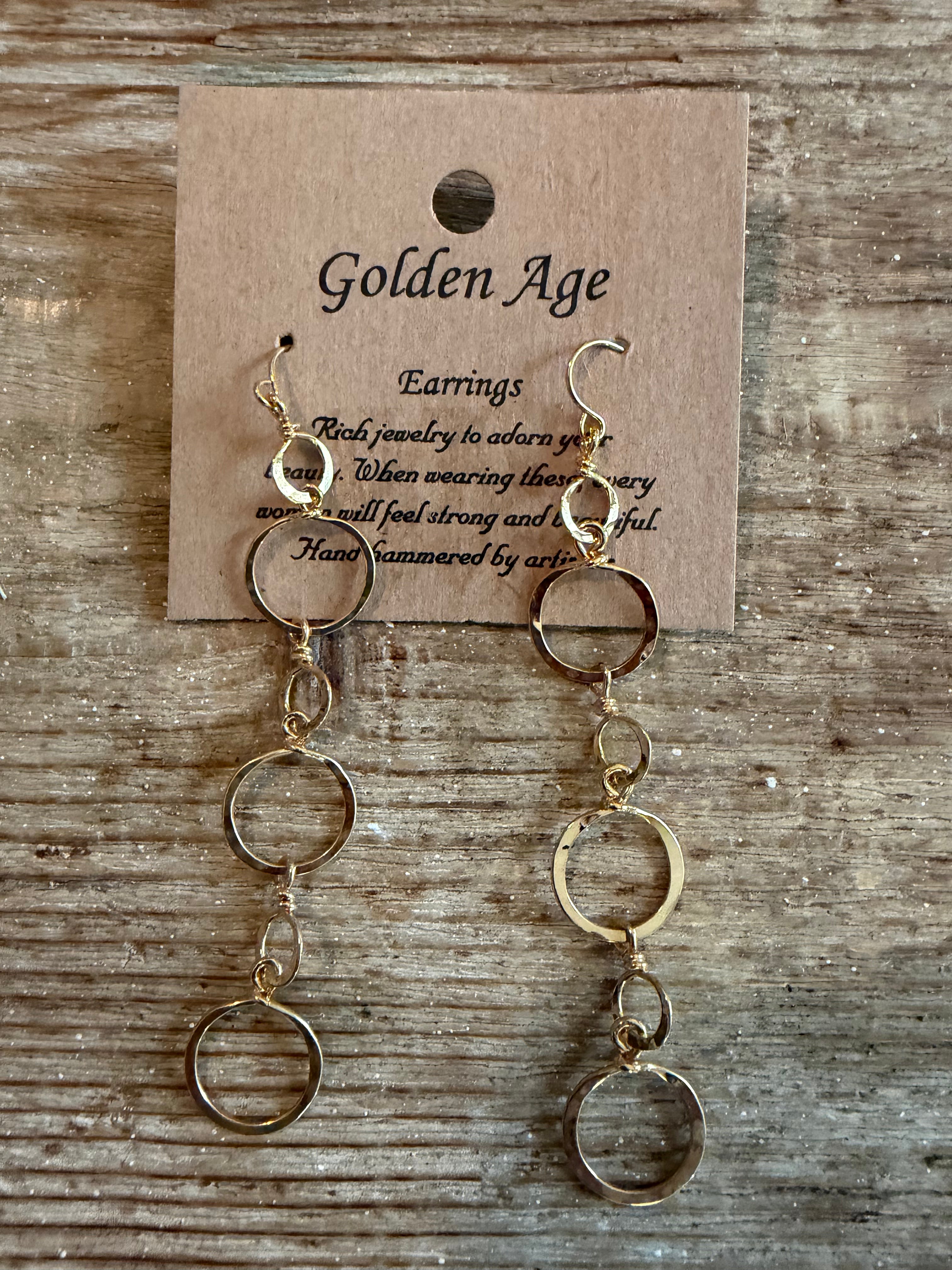 GOLDEN AGE 3 Circle Gold  Earrings