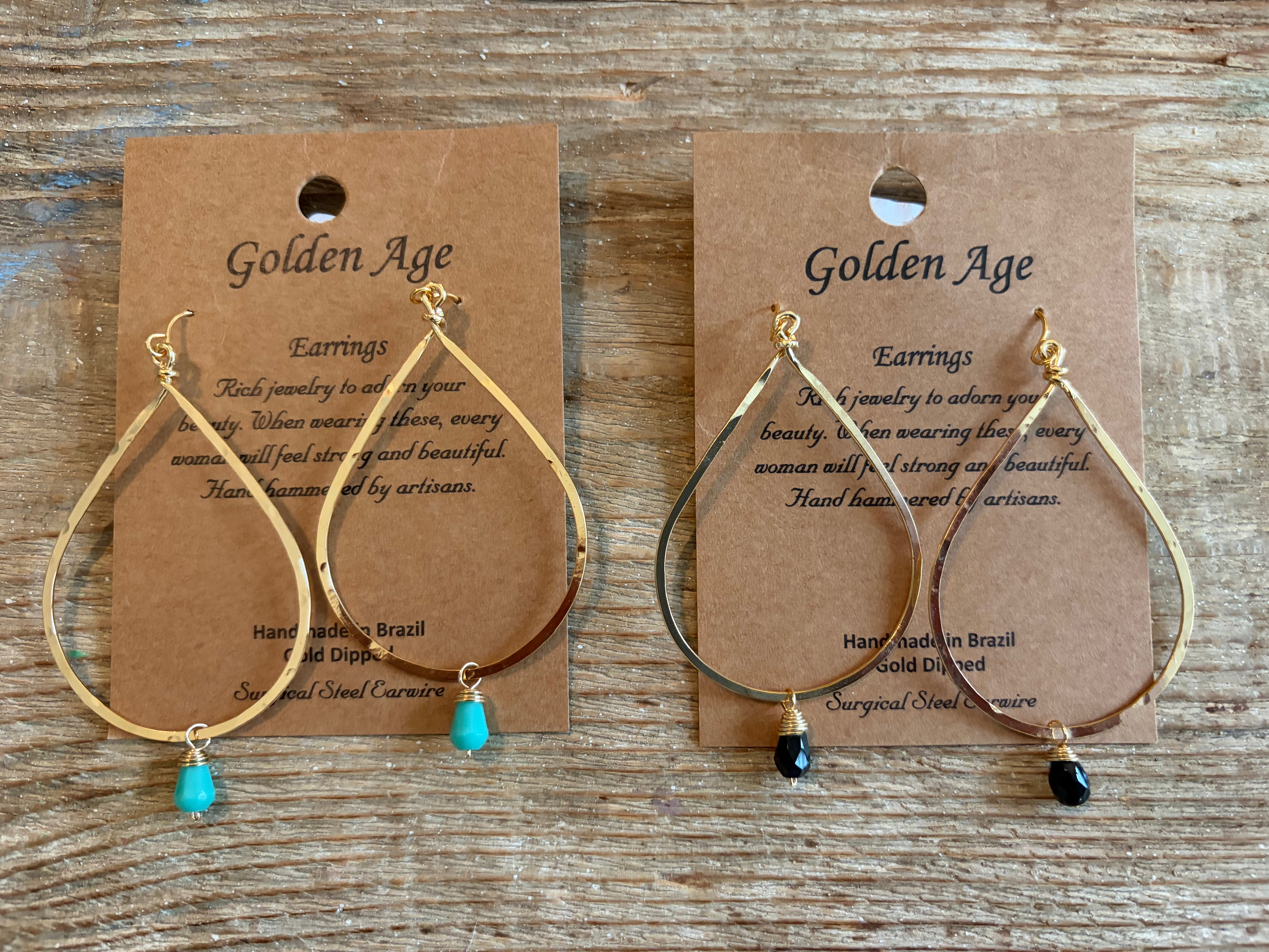 GOLDEN AGE  Gold Tear Drop W/Bead Earrings