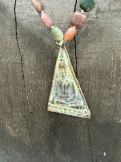 MALIBU HIPPIE Indian Agate Antique Buddha Amulet OOAK Necklace