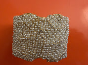 LA FINDS Crystal & Pearl Adjustable Cuff Bracelet