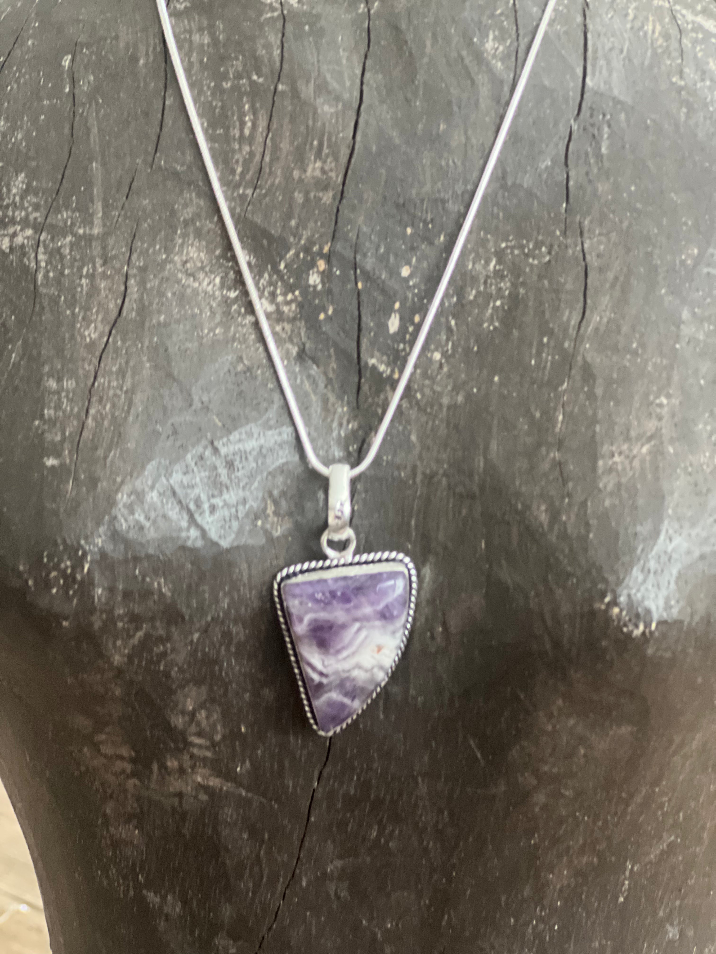 Malibu Hippie OOAK Amethyst Lace Turkish Silver Necklace