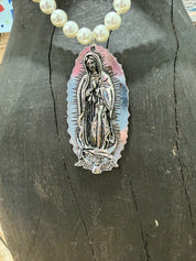 MALIBU HIPPIE Pearl Virgin Mary Necklace -large