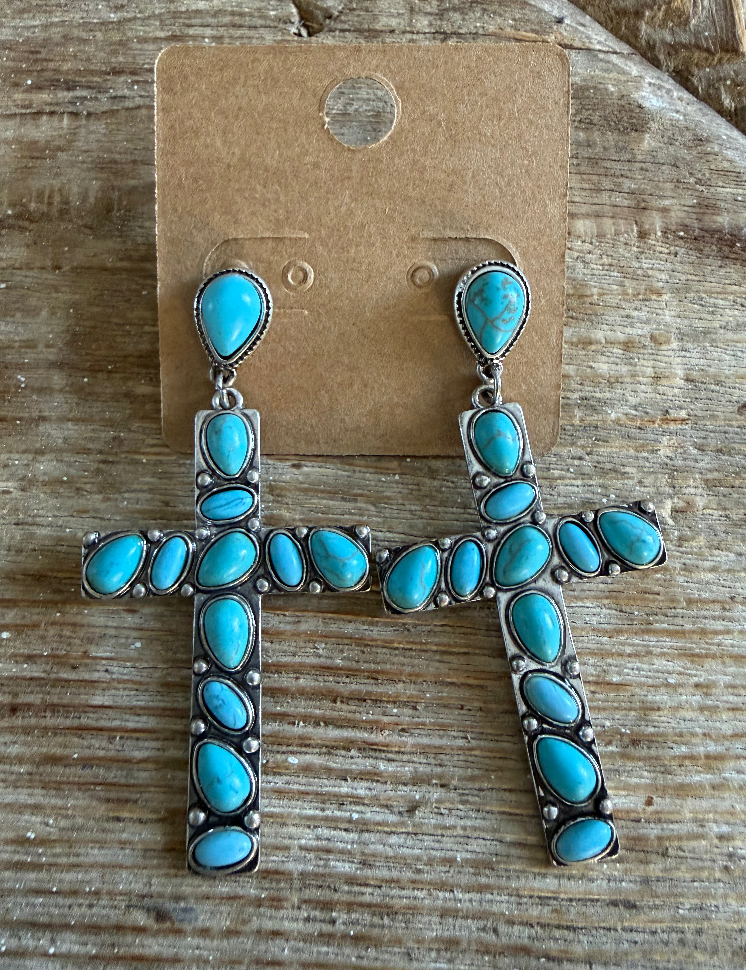 JEWELRY SALE Turquoise Cross Earrings on Simply Obsessed