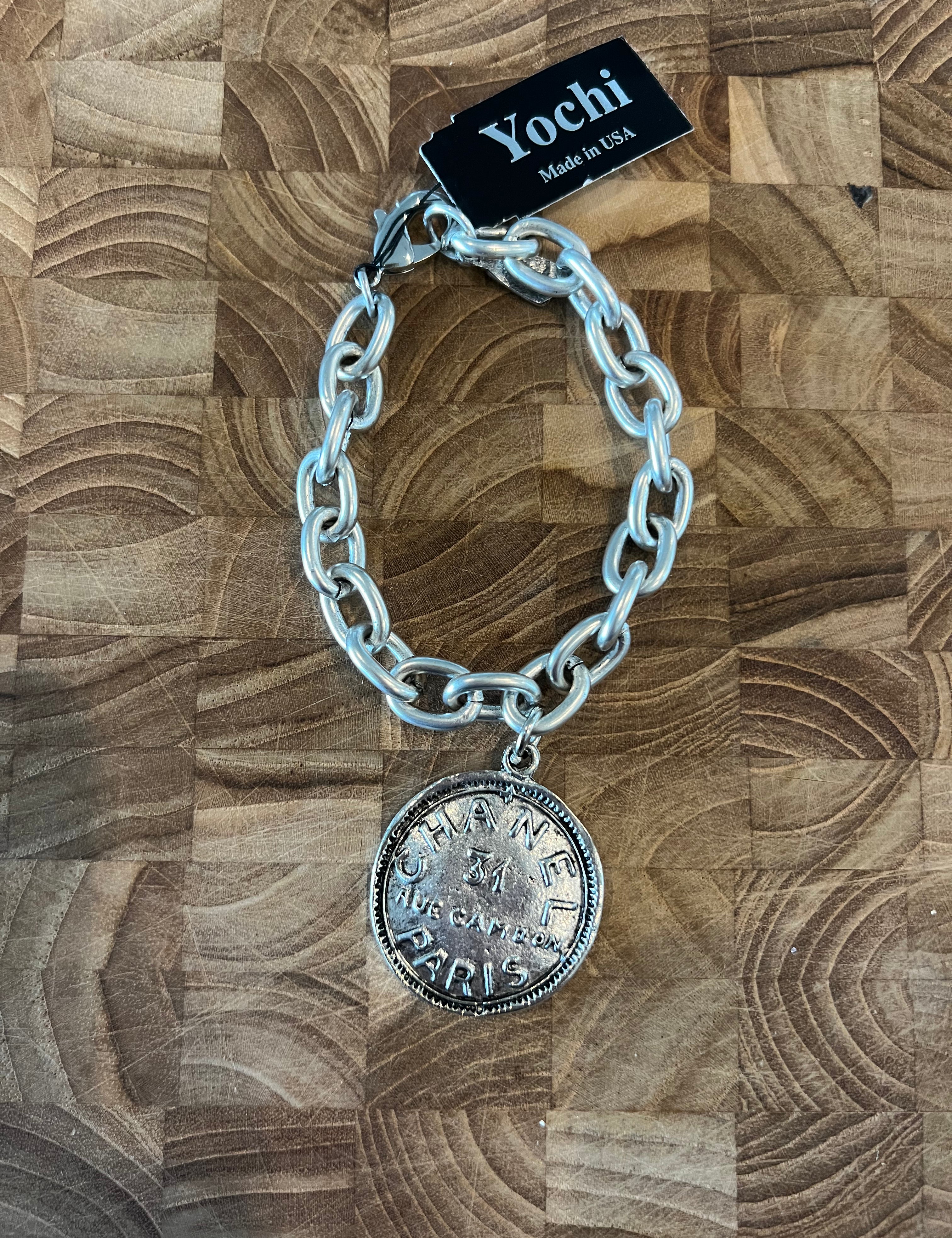 YOCHI Silver Vintage Designer Inspired Coin Bracelet *Vegas Live* on Simply Obsessed