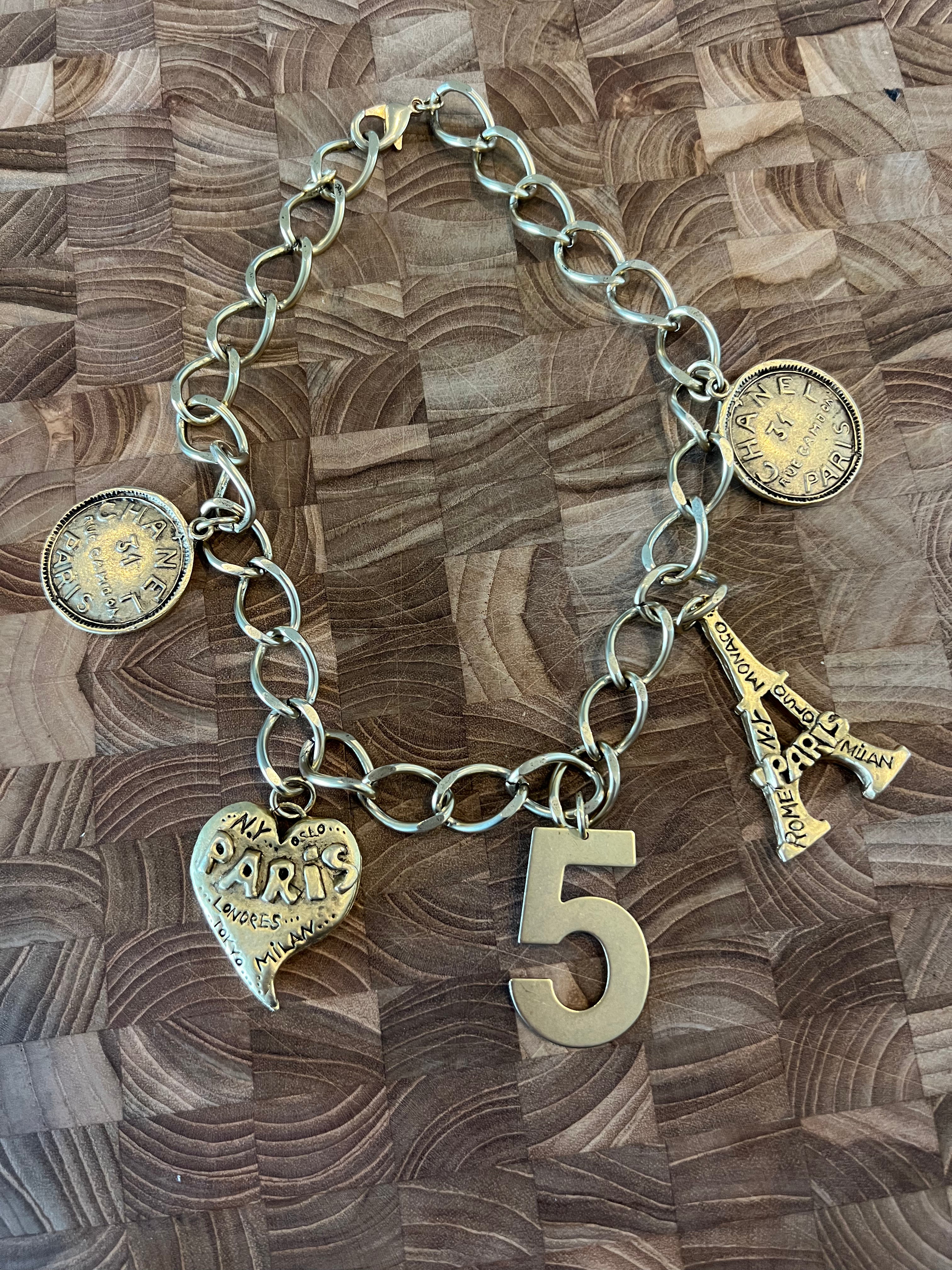 YOCHI Gold Designer Mixed Charms Necklace *Vegas Live*
