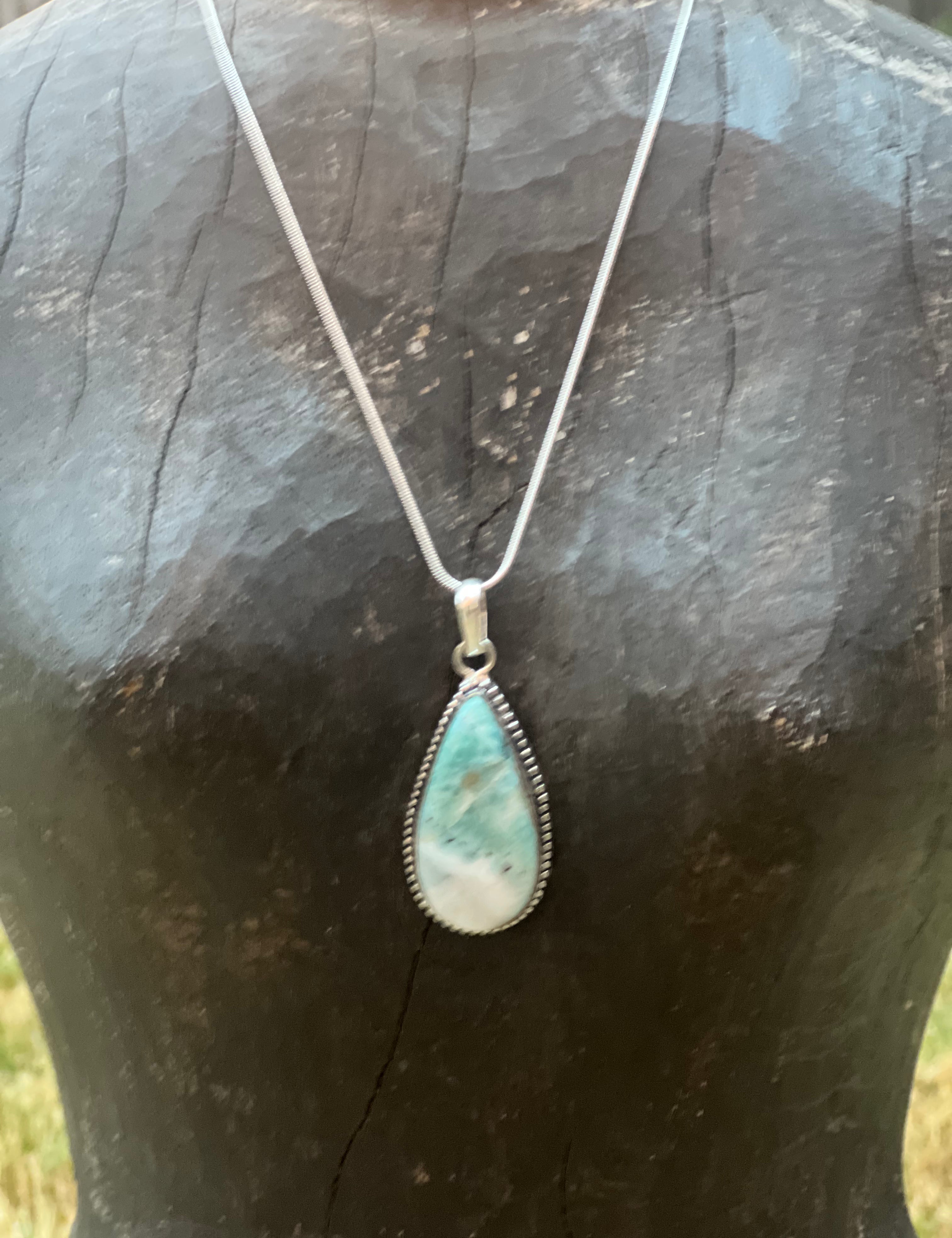 Malibu Hippie OOAK Larimar Turkish Silver Necklace on Simply Obsessed