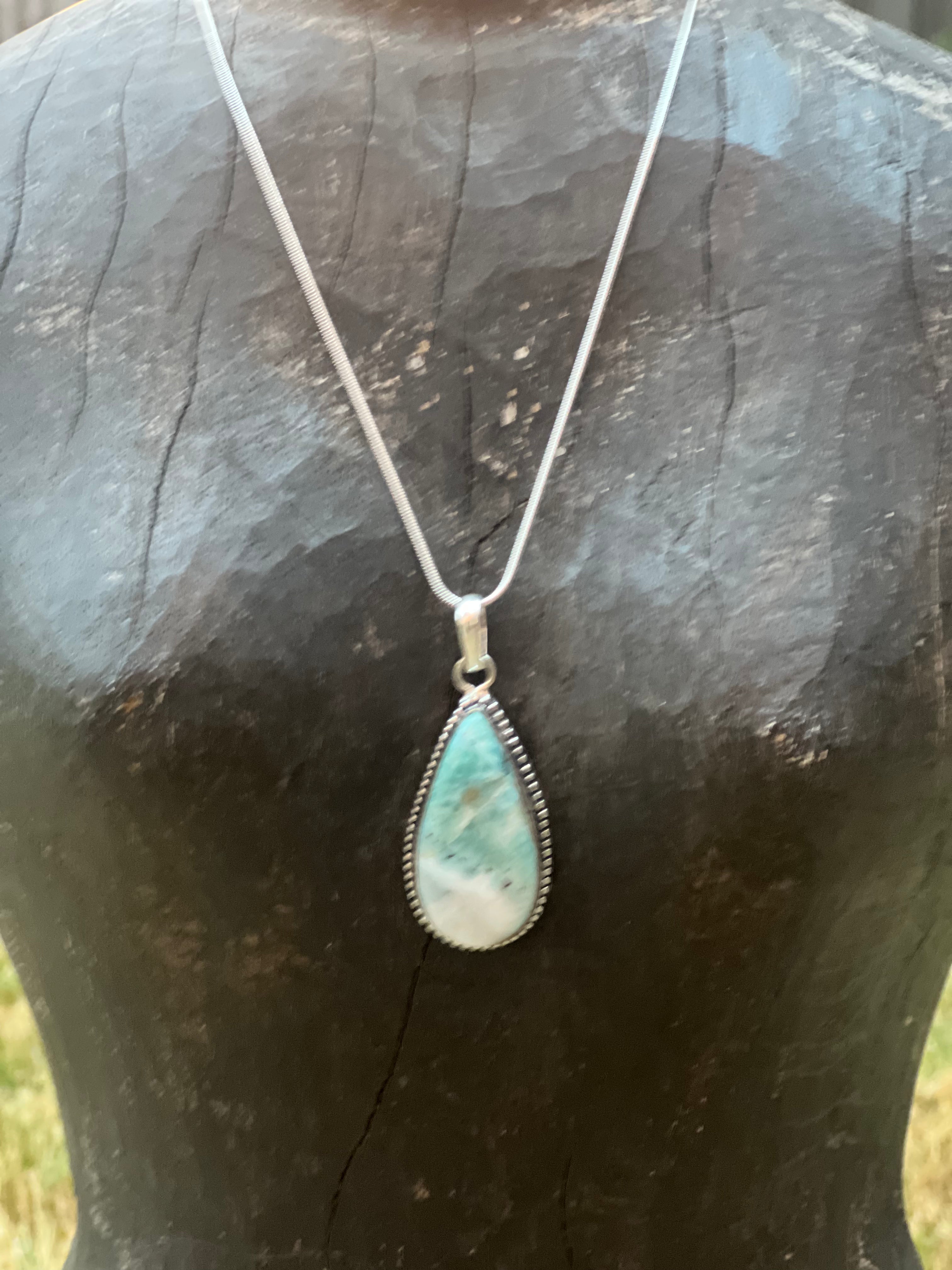 Malibu Hippie OOAK Larimar Turkish Silver Necklace on Simply Obsessed
