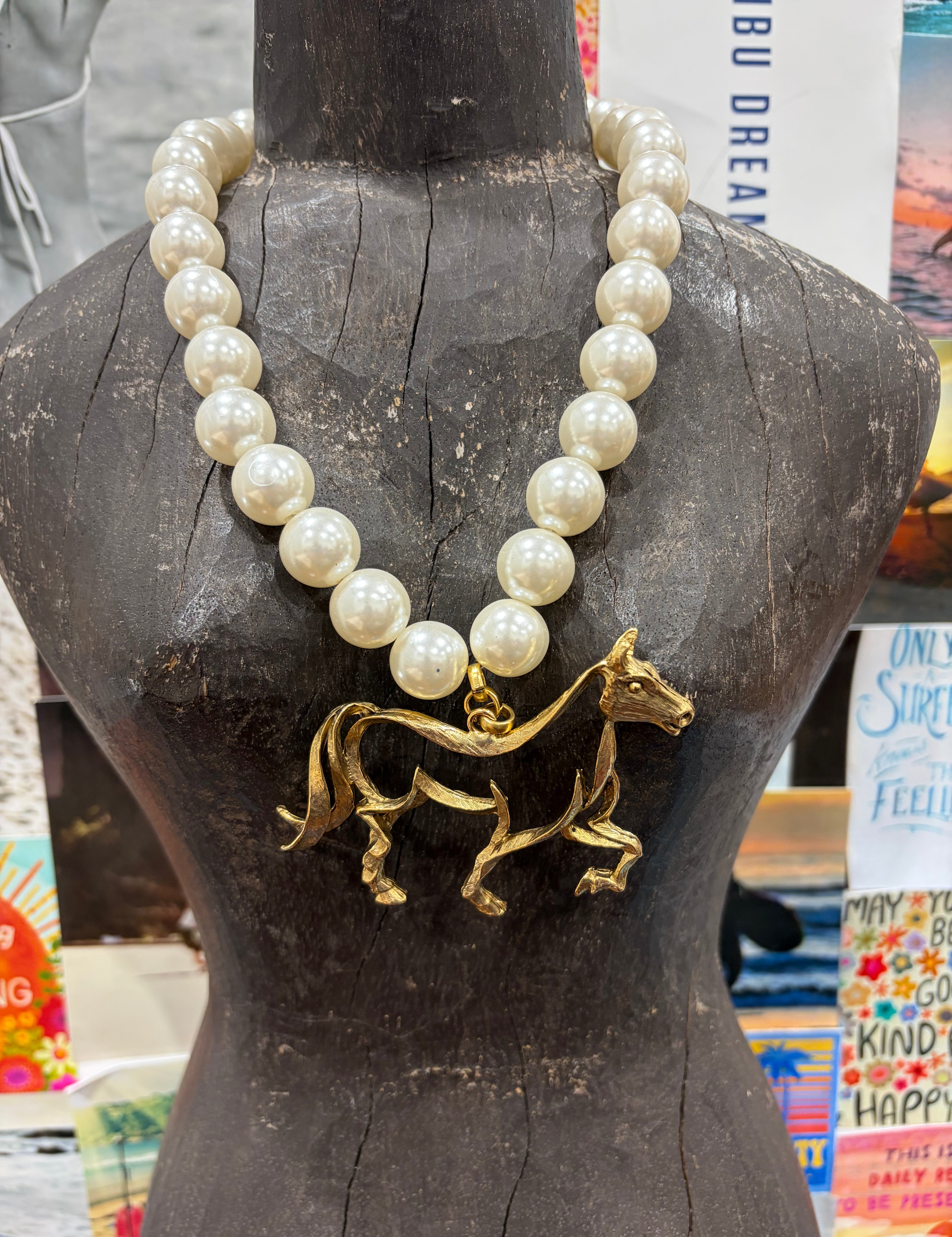 YOCHI Gold Horse and Pearl Necklace on Simply Obsessed