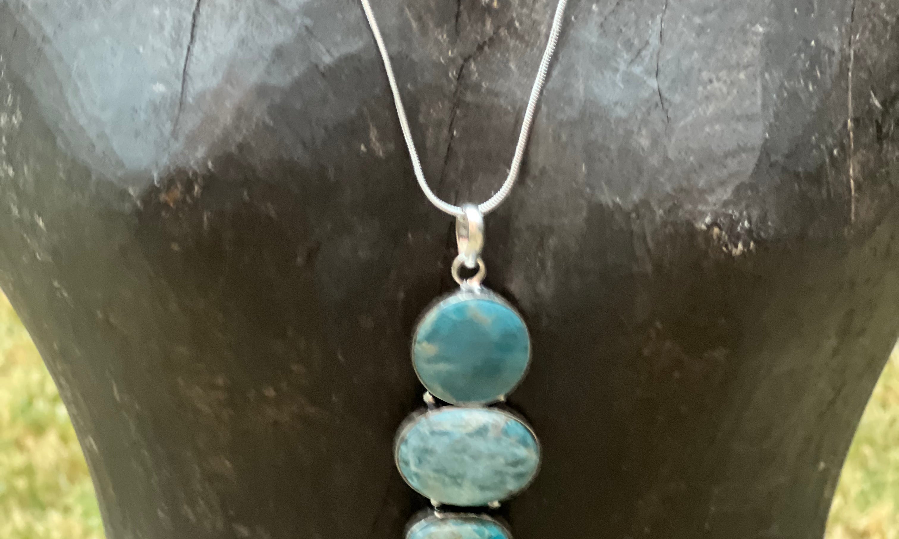 Malibu Hippie OOAK Blue Apatite Turkish Silver Necklace on Simply Obsessed