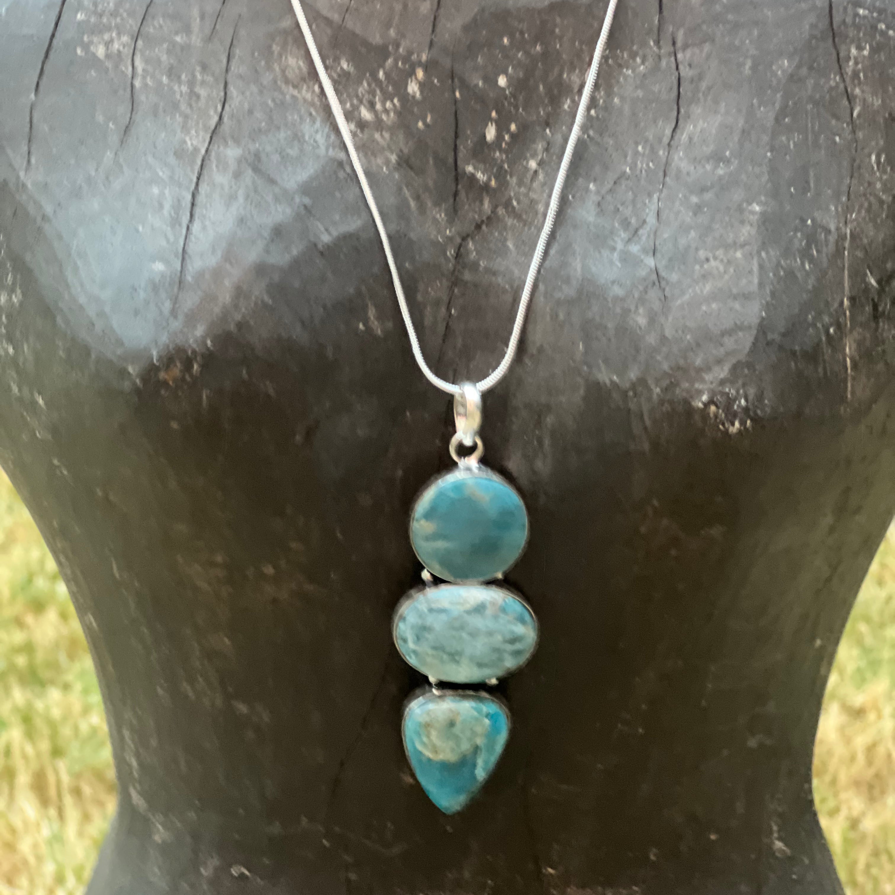 Malibu Hippie OOAK Blue Apatite Turkish Silver Necklace on Simply Obsessed