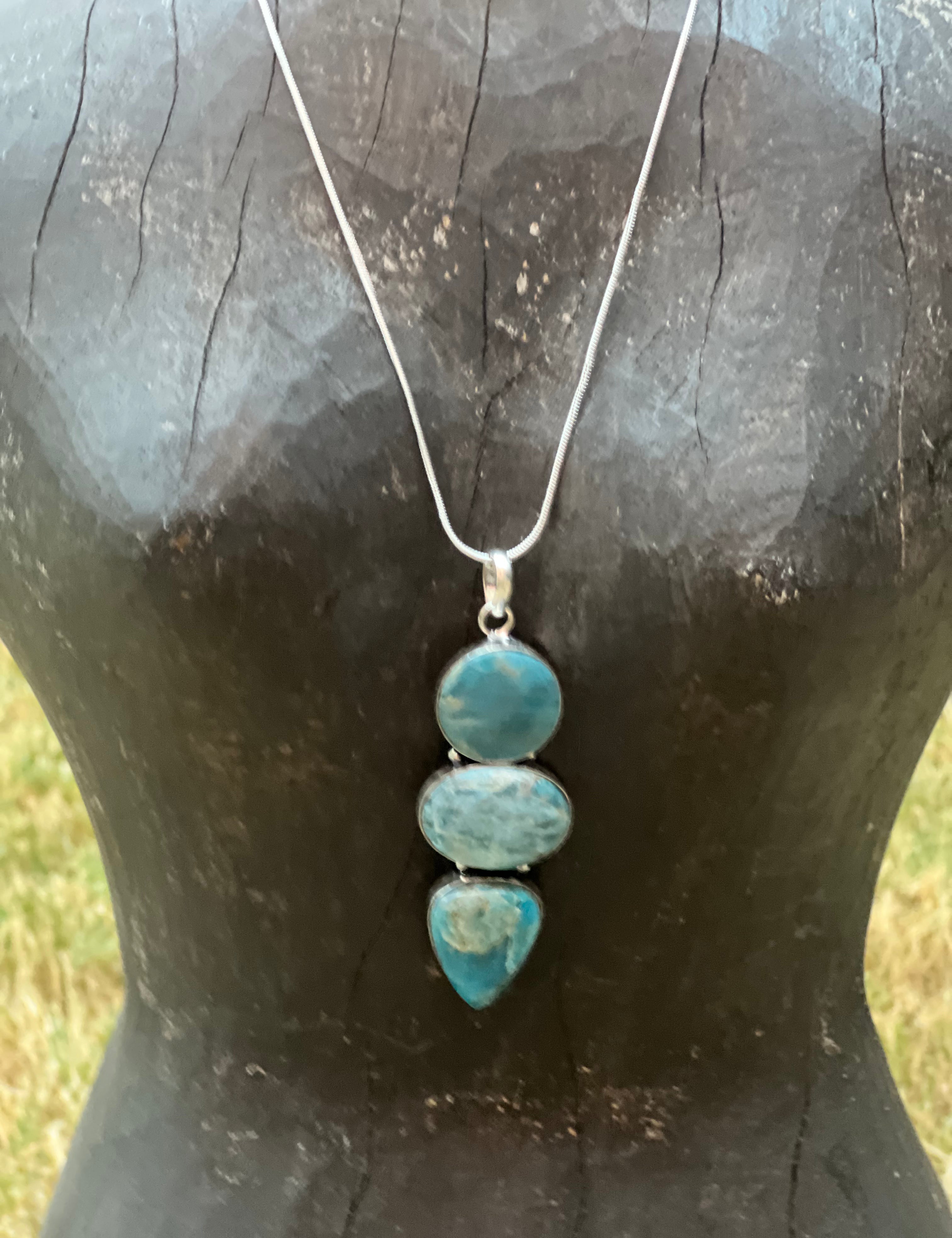 Malibu Hippie OOAK Blue Apatite Turkish Silver Necklace on Simply Obsessed