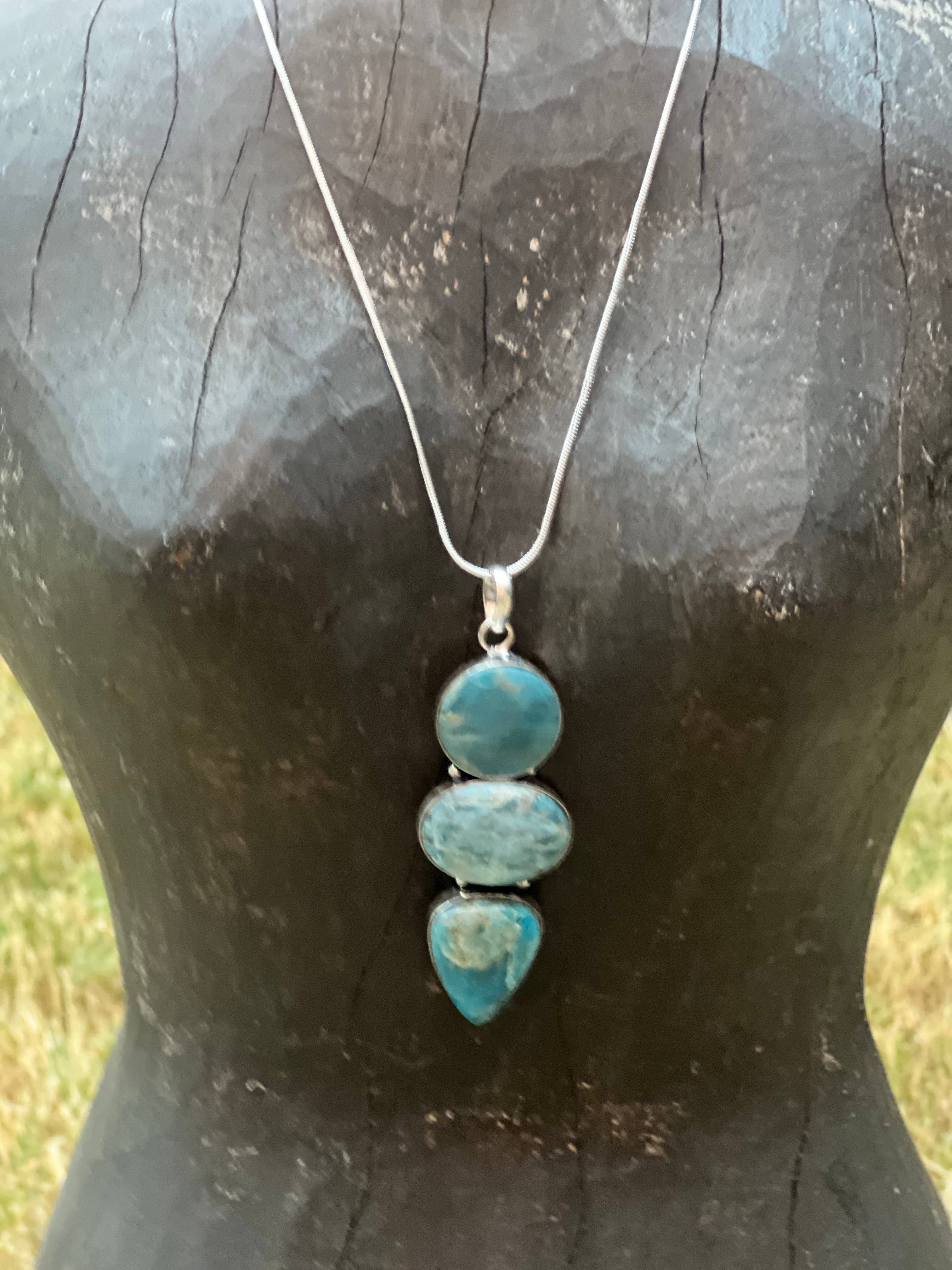 Malibu Hippie OOAK Blue Apatite Turkish Silver Necklace on Simply Obsessed