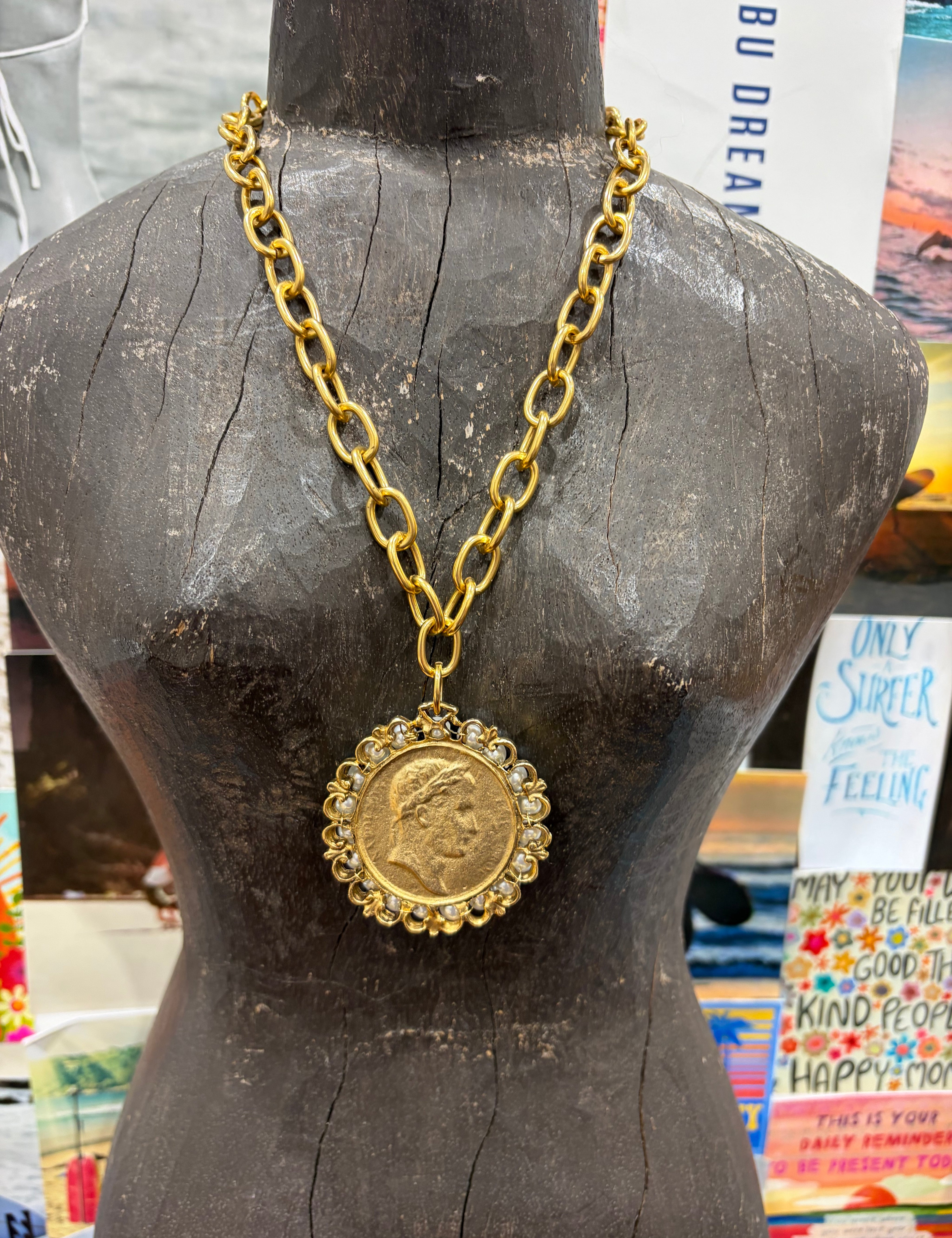 YOCHI Silver Reversible Designer Pearl Coin & Pearl Necklace on Simply Obsessed