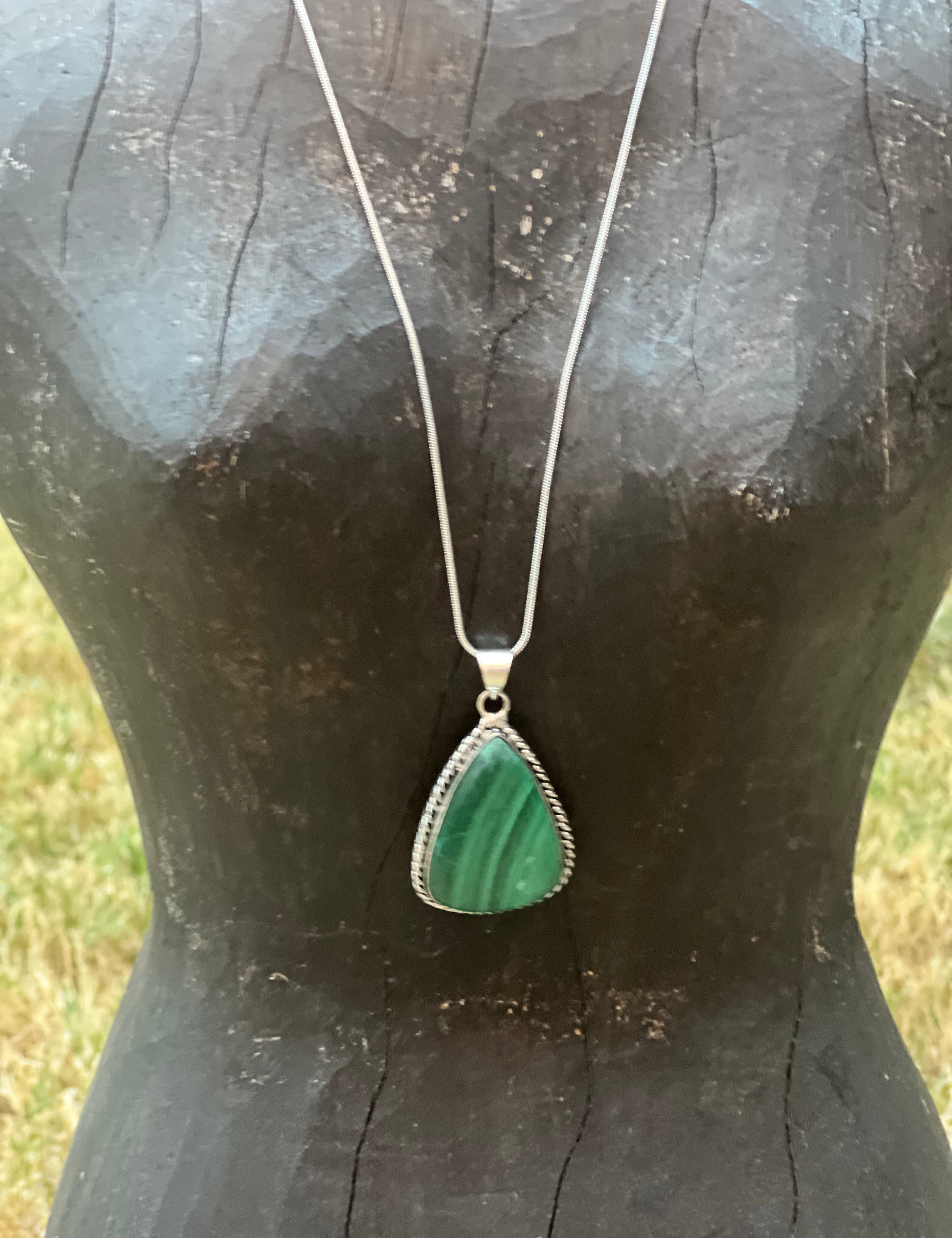 Malibu Hippie OOAK Malachite Turkish Silver Necklace on Simply Obsessed