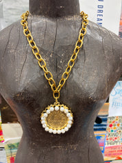 YOCHI Silver Reversible Designer Pearl Coin & Pearl Necklace on Simply Obsessed