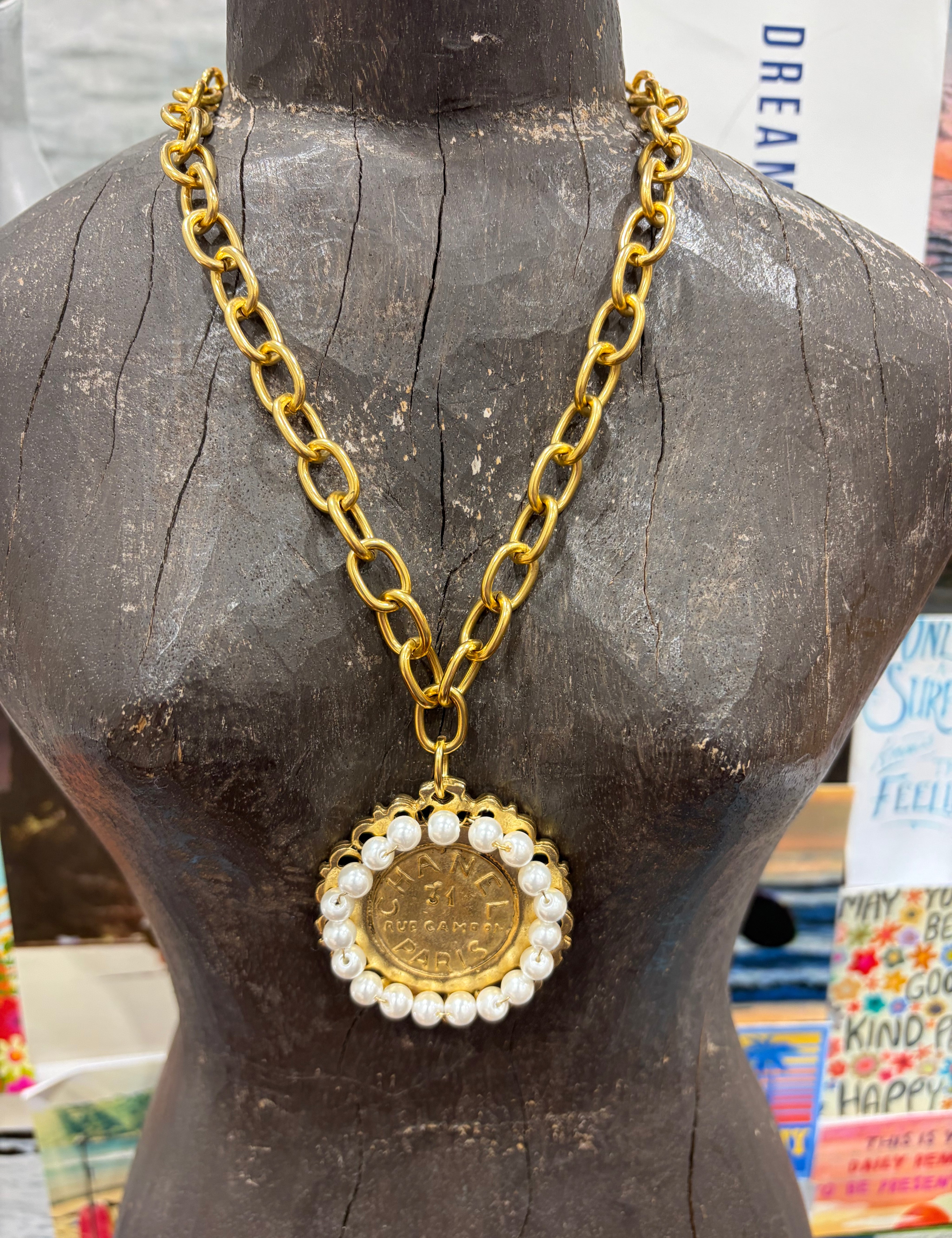 YOCHI Silver Reversible Designer Pearl Coin & Pearl Necklace on Simply Obsessed