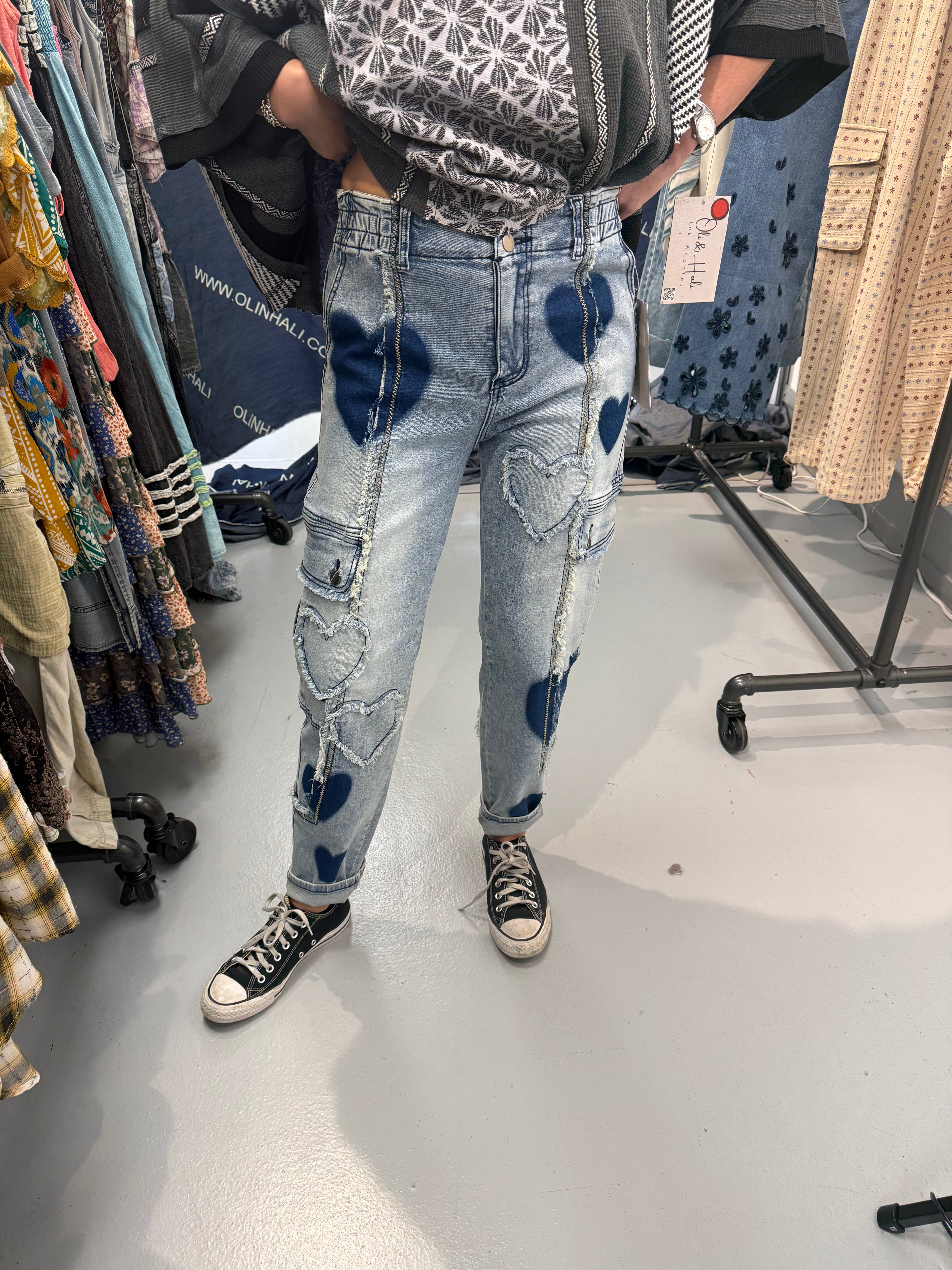 OLI + HALI Washed Heart Denim Jeans