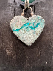 MALIBU HIPPIE Howlite Tibetan Silver Chrysocolla Heart  OOAK Necklace
