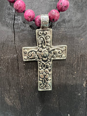 MALIBU HIPPIE Sea Sediment Jasper Tibetan Silver Cross OOAK Necklace on Simply Obsessed