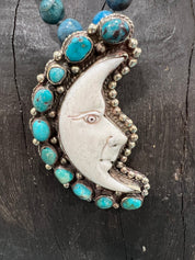 MALIBU HIPPIE Fire Agate Tibetan Silver Turquoise Carved Tusk Moon OOAK Necklace on Simply Obsessed