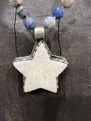 MALIBU HIPPIE Sodalite Tibetan Silver Carved Tusk Star OOAK Necklace on Simply Obsessed