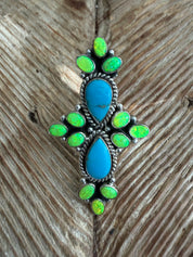 KRUSH KANDY Green Opal & Turquoise Adjustable Sterling Silver Ring **SALE** on Simply Obsessed