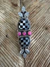 KRUSH KANDY Checkered/ Pink Opal Adjustable Sterling Silver Ring **SALE** on Simply Obsessed