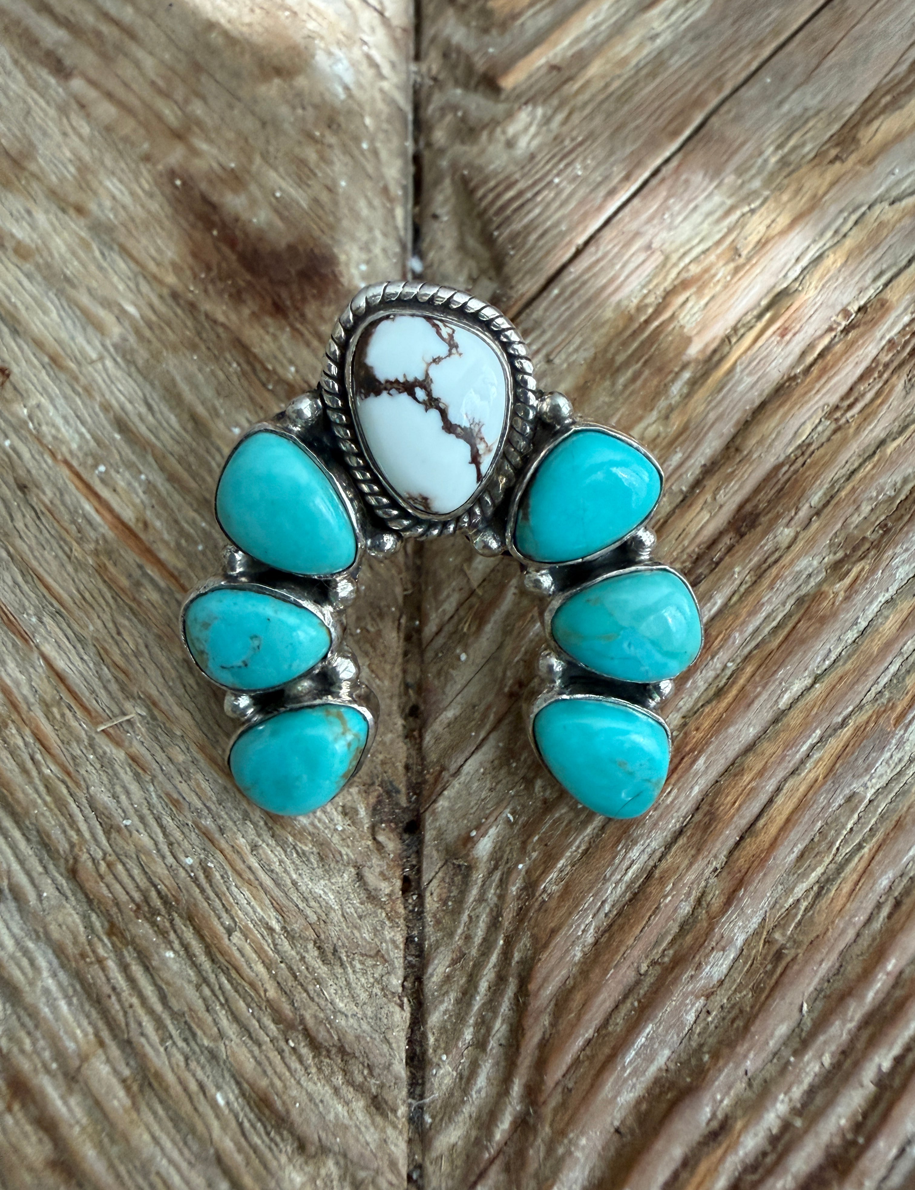 KRUSH KANDY Turquoise & Wild Horse Stone Horseshoe Adjustable Sterling Silver Ring **SALE** on Simply Obsessed