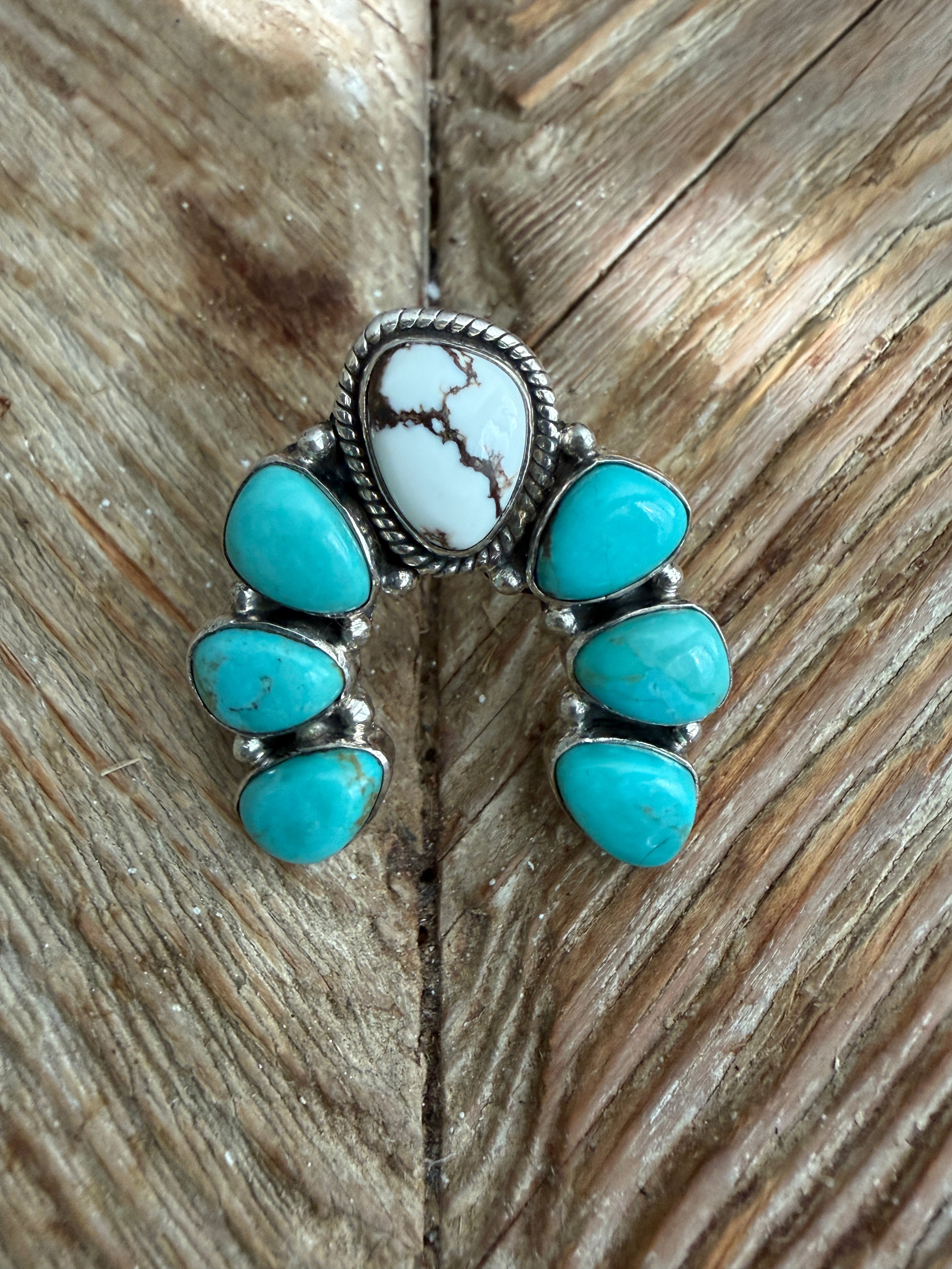 KRUSH KANDY Turquoise & Wild Horse Stone Horseshoe Adjustable Sterling Silver Ring **SALE** on Simply Obsessed