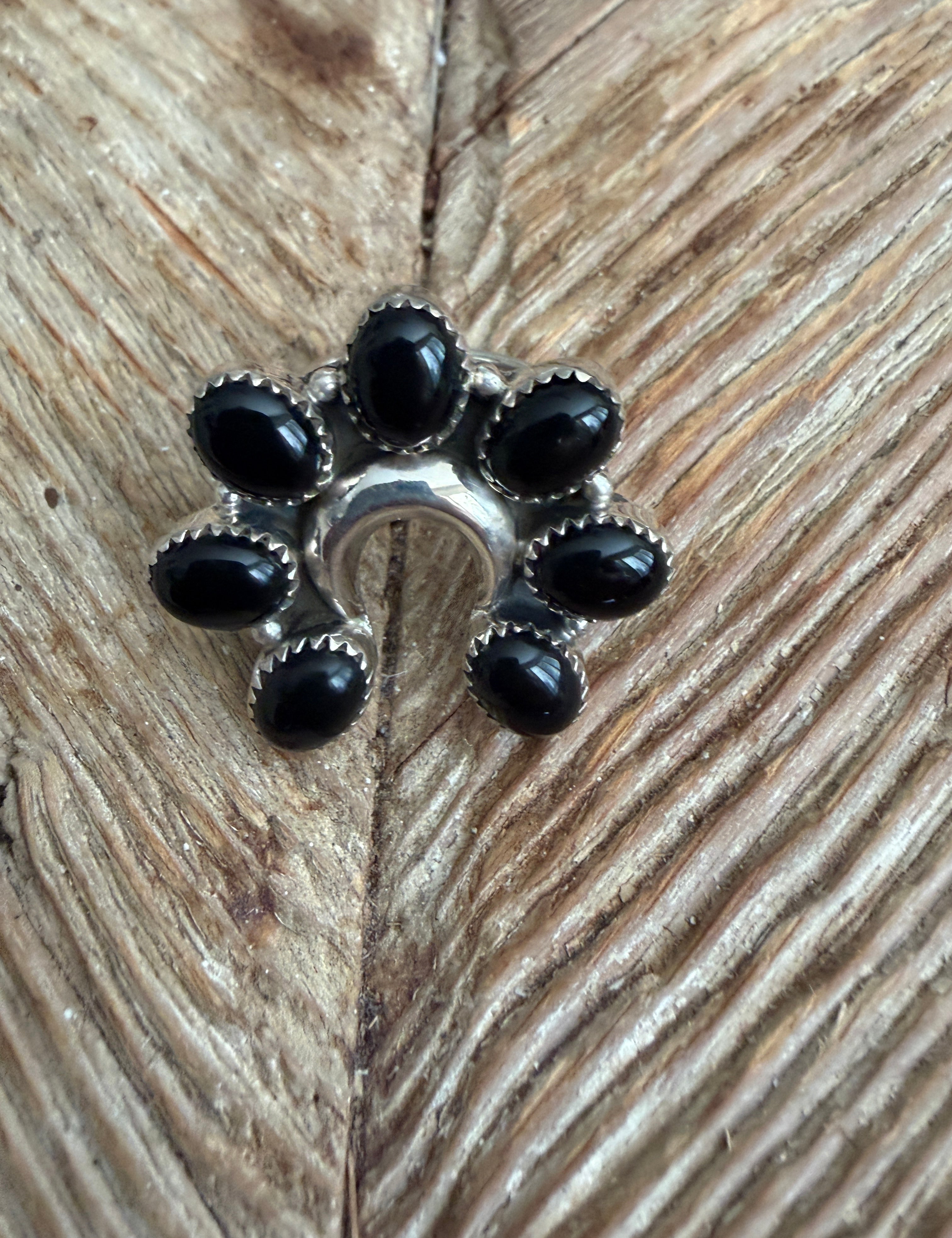KRUSH KANDY Black Onyx Stone Horseshoe Adjustable Sterling Silver Ring **SALE** on Simply Obsessed