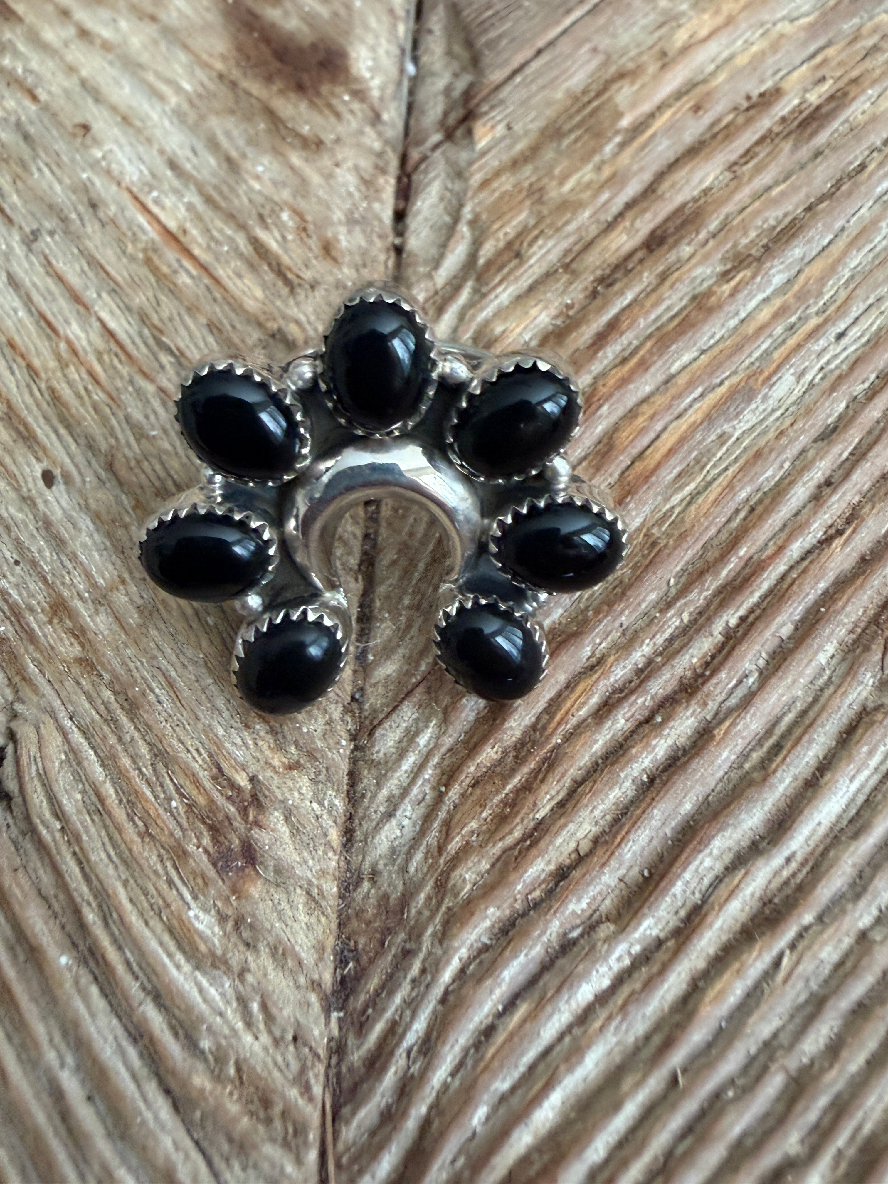 KRUSH KANDY Black Onyx Stone Horseshoe Adjustable Sterling Silver Ring **SALE** on Simply Obsessed