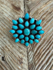 KRUSH KANDY Turquoise Burst Sterling Silver Adjustable Ring **SALE**