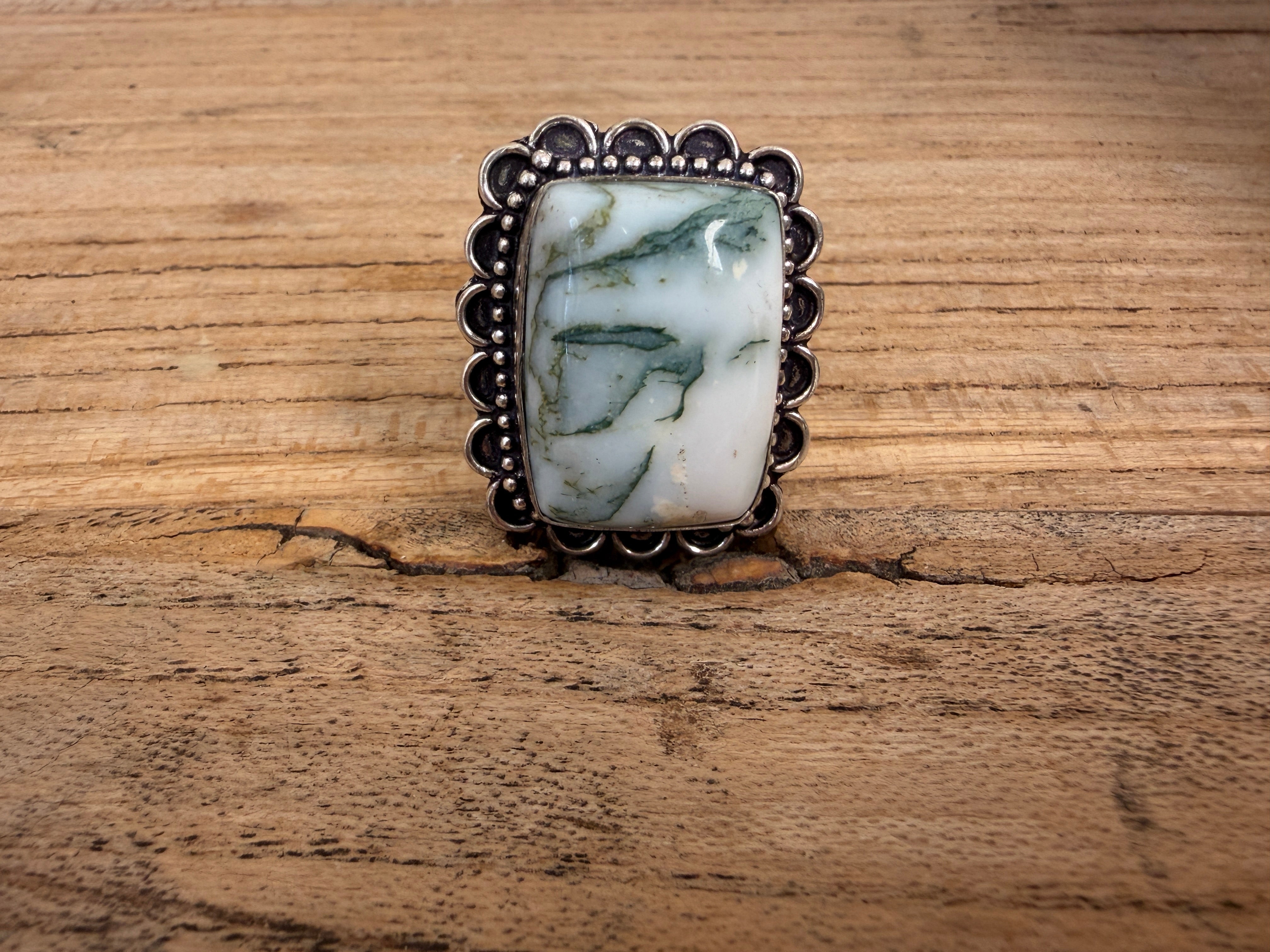 MALIBU HIPPIE OOAK Moss Agate Size 10 Ring #111 on Simply Obsessed