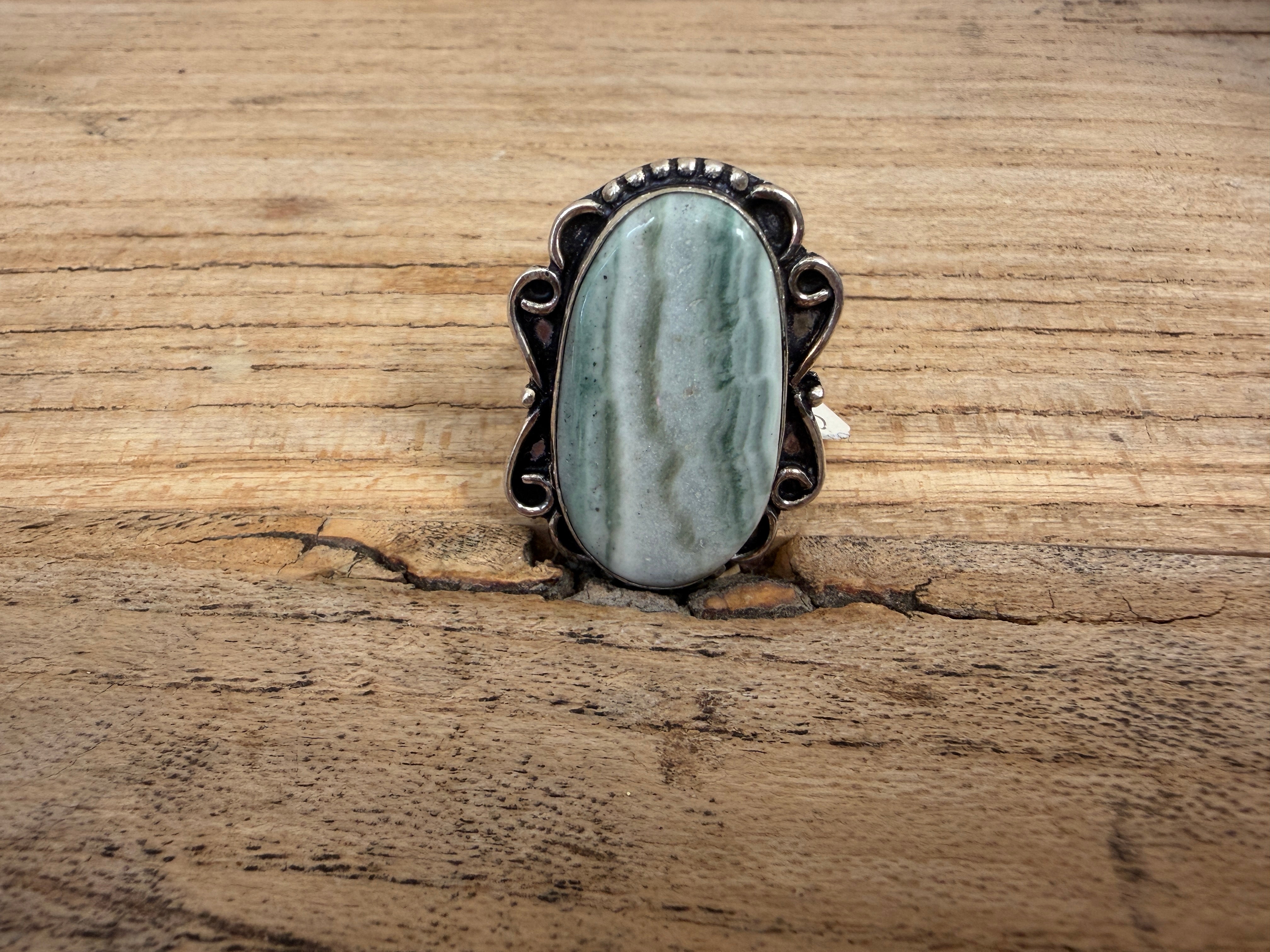MALIBU HIPPIE OOAK Green Swiss Opal Size 8.5 Ring #104 on Simply Obsessed