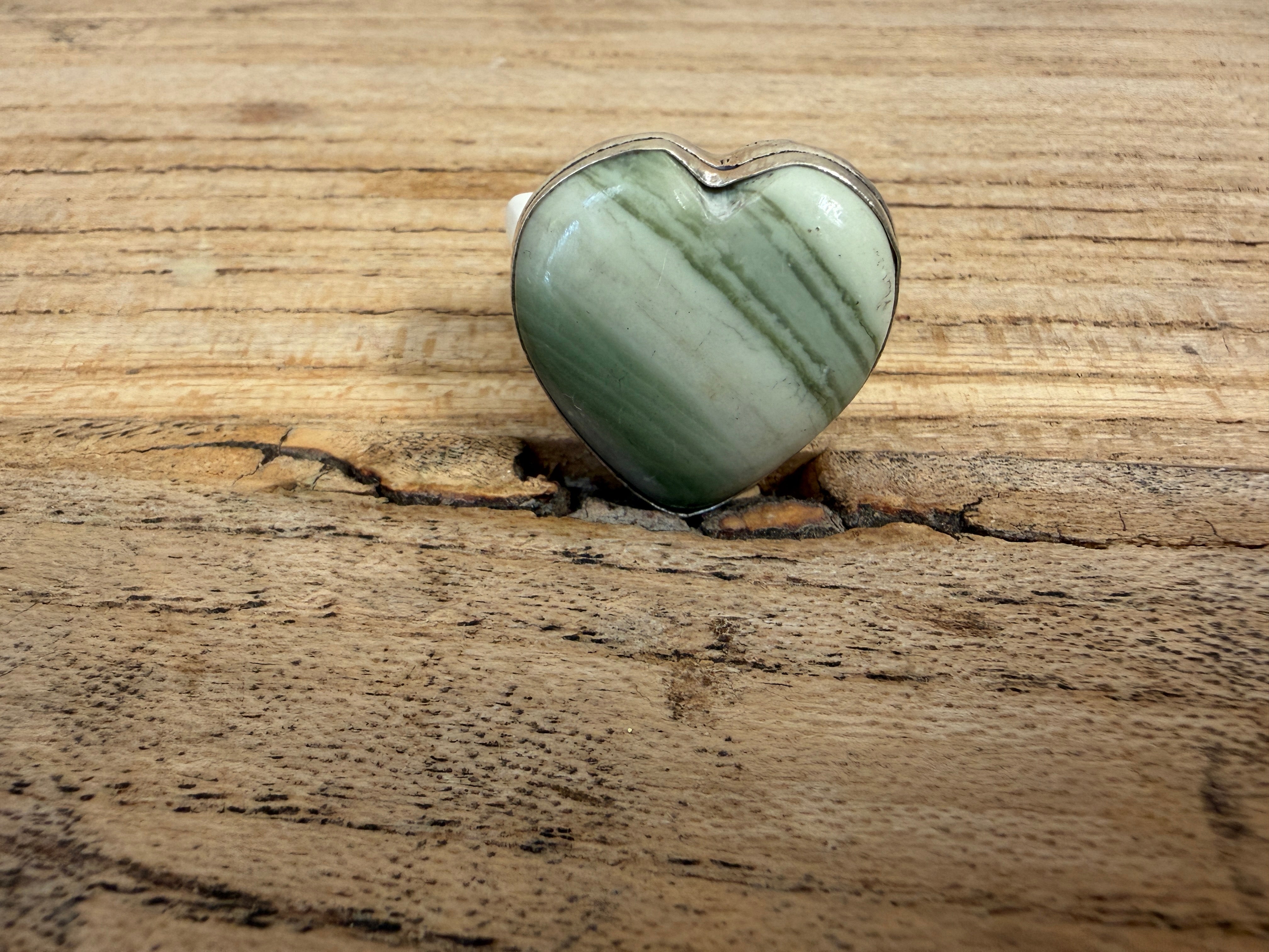MALIBU HIPPIE OOAK Larsonite Heart Size 8  Ring #106