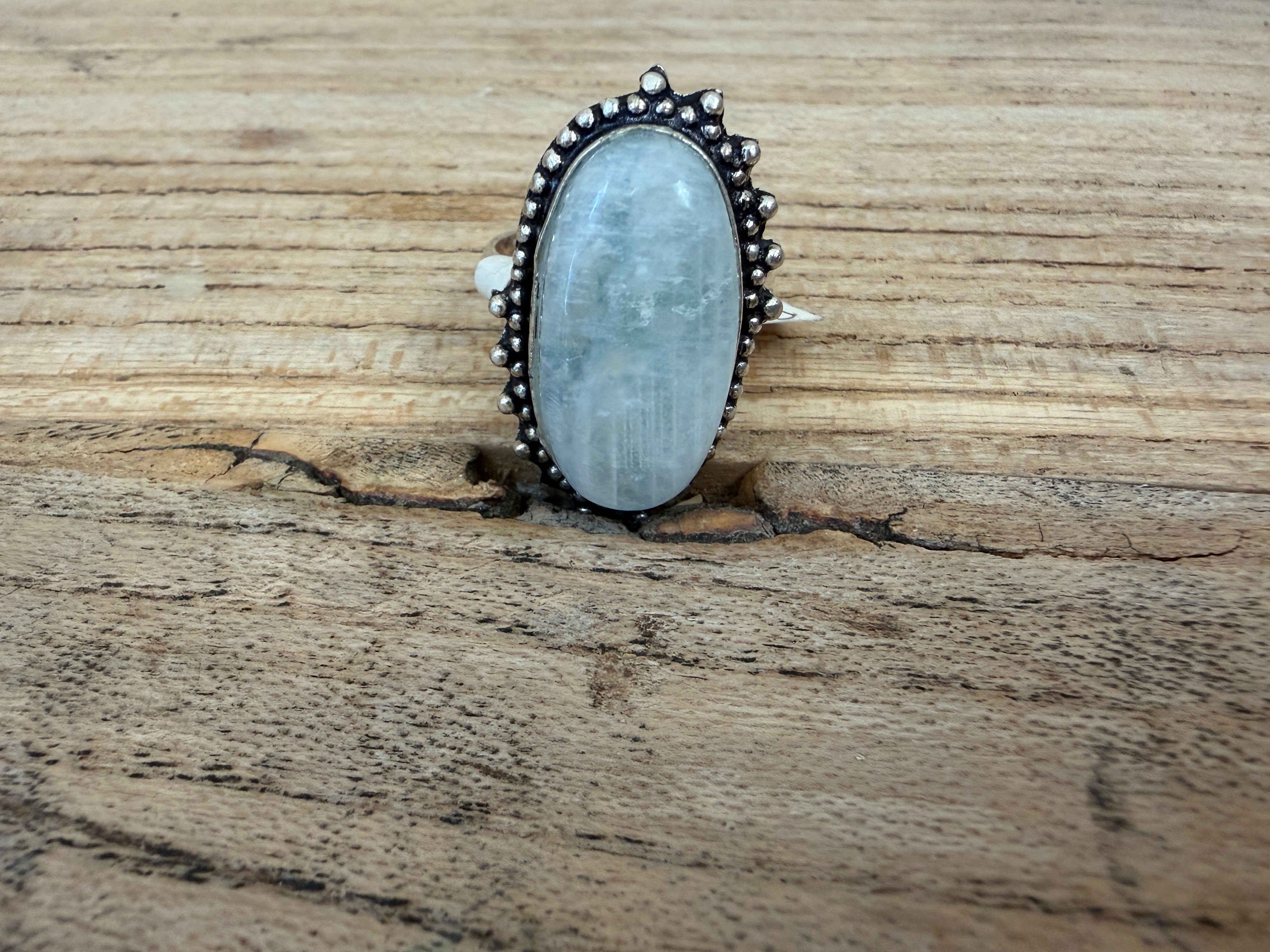 MALIBU HIPPIE OOAK Rainbow Moonstone Size 11 Ring #115 on Simply Obsessed