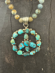 MALIBU HIPPIE Fire Agate Tibetan Silver Royston Turquoise Peace Sign OOAK Necklace on Simply Obsessed