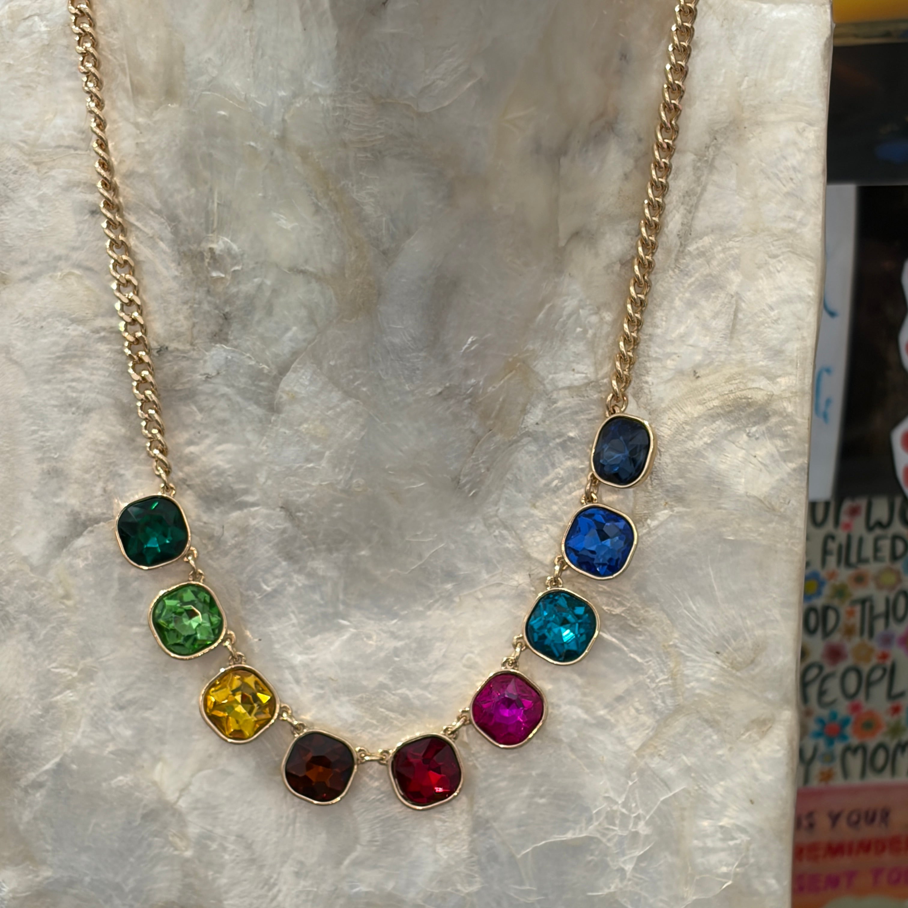 LA Finds Multi Colored Crystal Necklace on Simply Obsessed