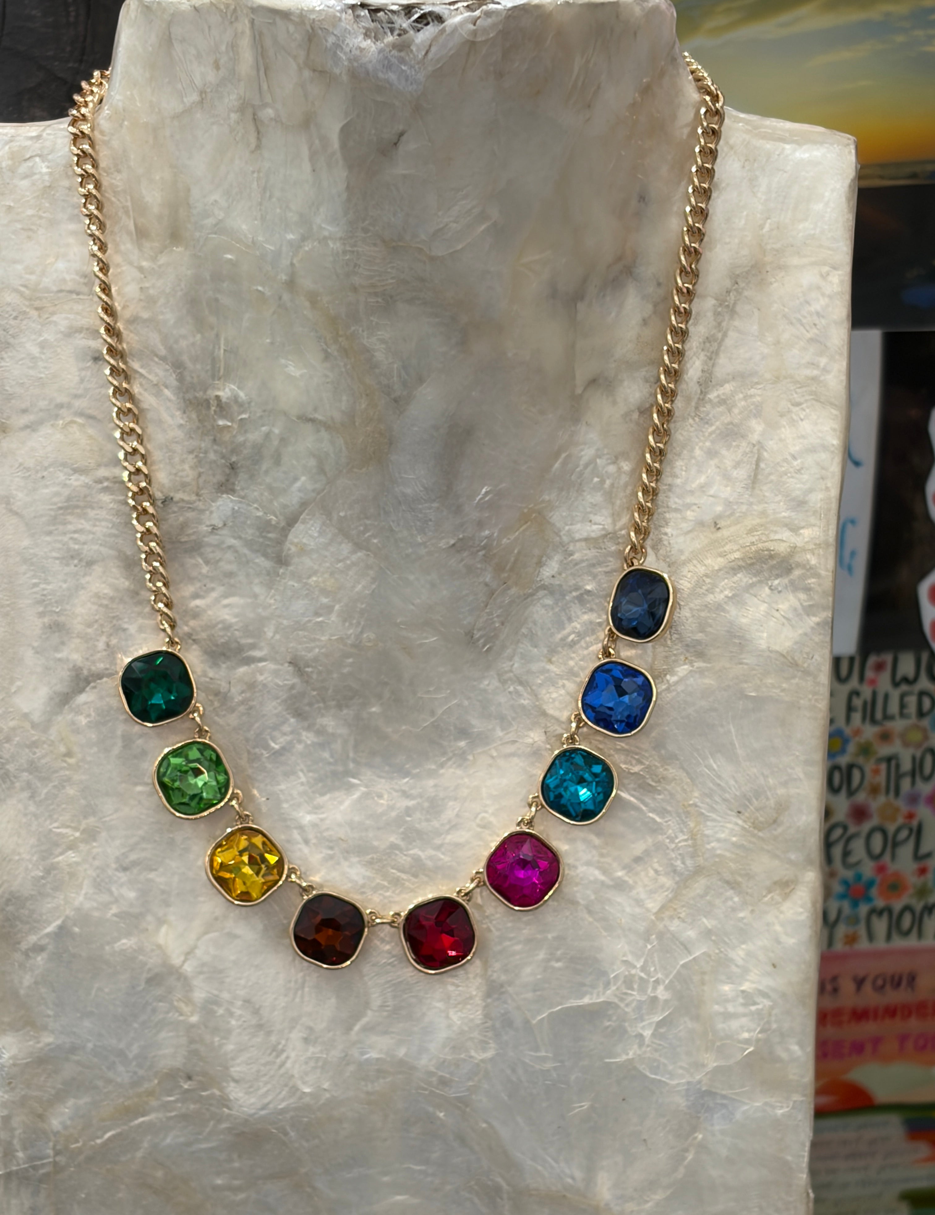 LA Finds Multi Colored Crystal Necklace on Simply Obsessed