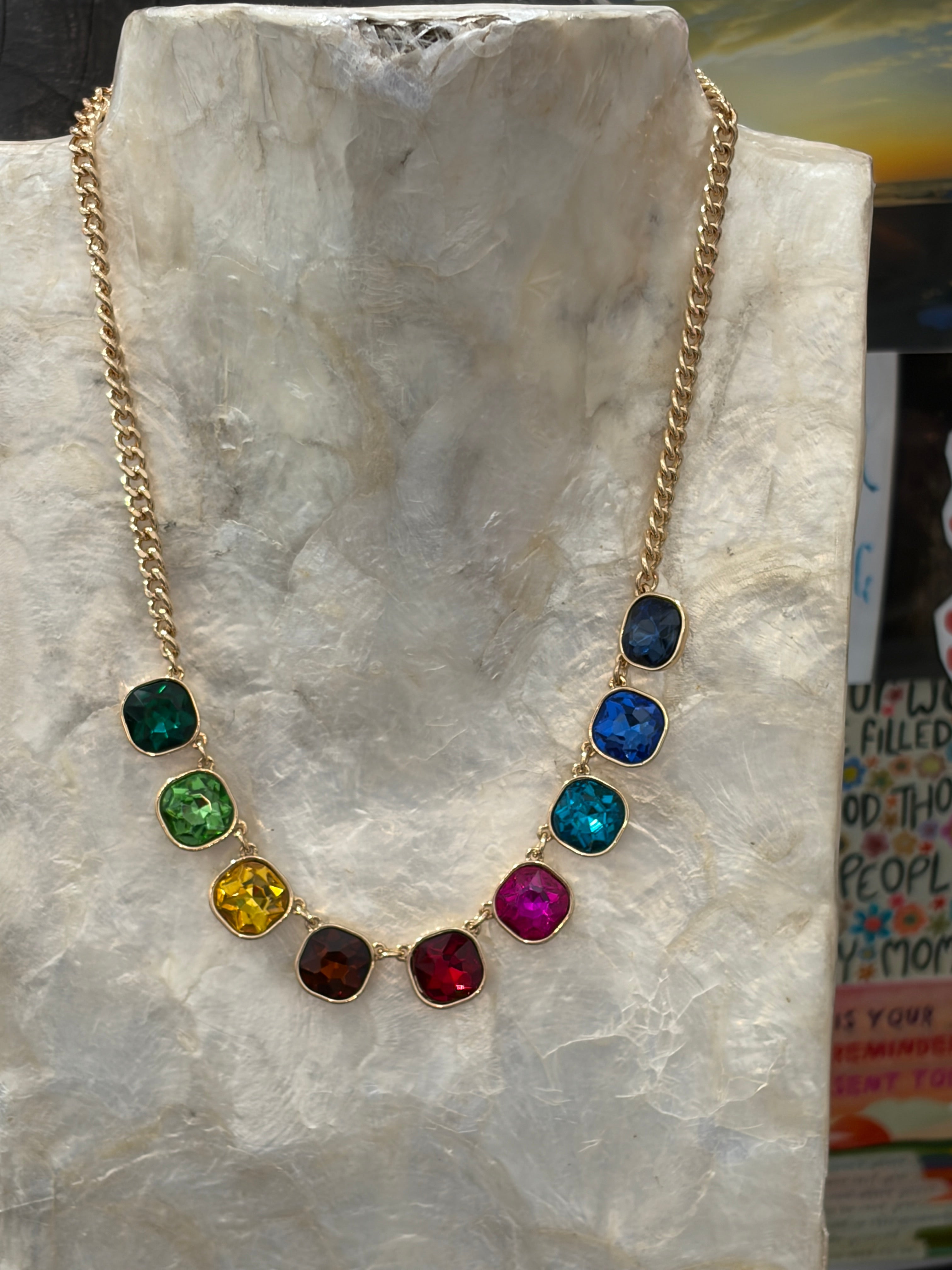 LA Finds Multi Colored Crystal Necklace on Simply Obsessed