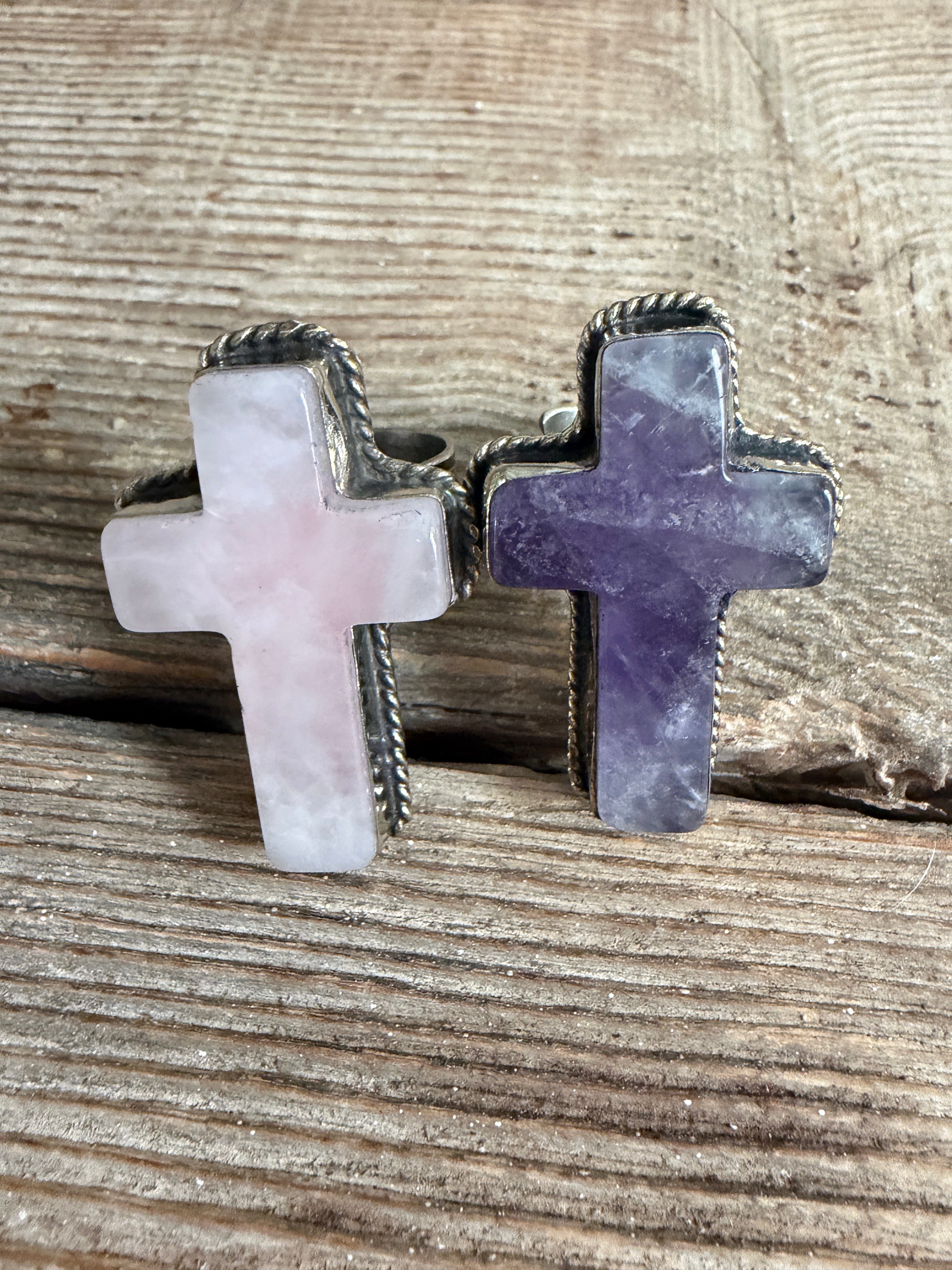 MALIBU HIPPIE Tibetan Silver & Stone Adjustable Cross Ring