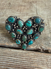 MALIBU HIPPIE Tibetan Silver Turquoise Heart Adjustable Ring
