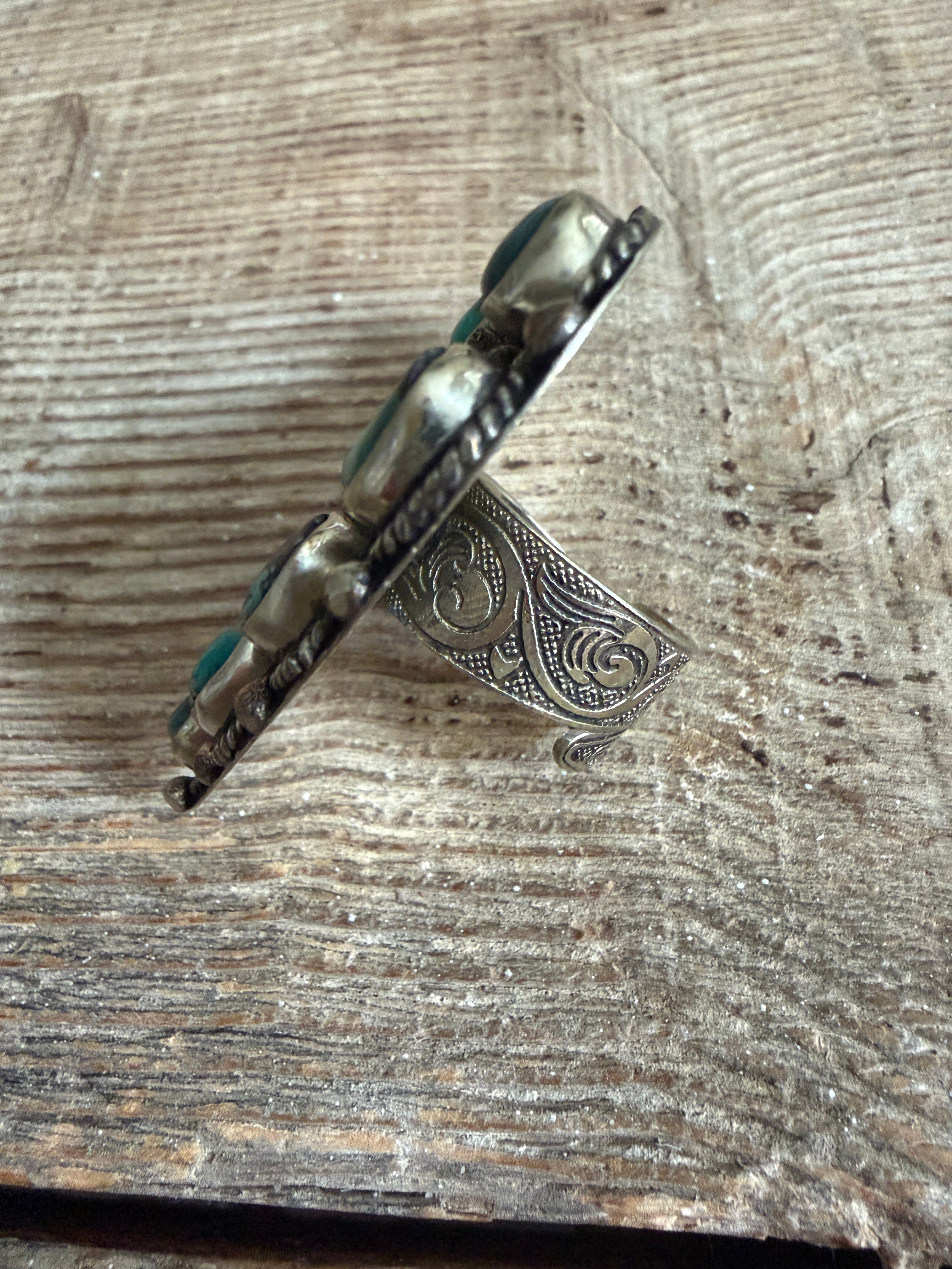 MALIBU HIPPIE Tibetan Silver Turquoise Heart Adjustable Ring